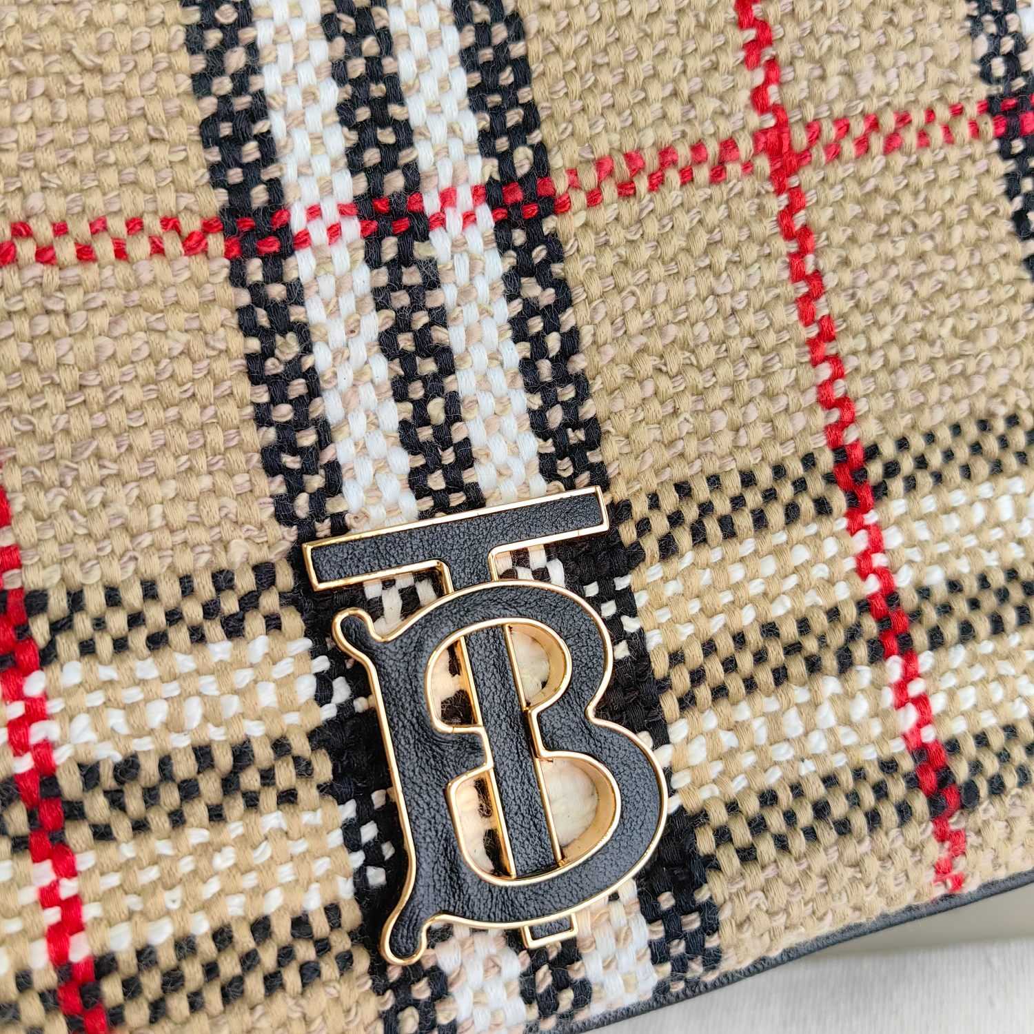 Burberry Lola Vintage-check Bouclé Shoulder Bag (28 x 6.5 x 17cm) - DesignerGu
