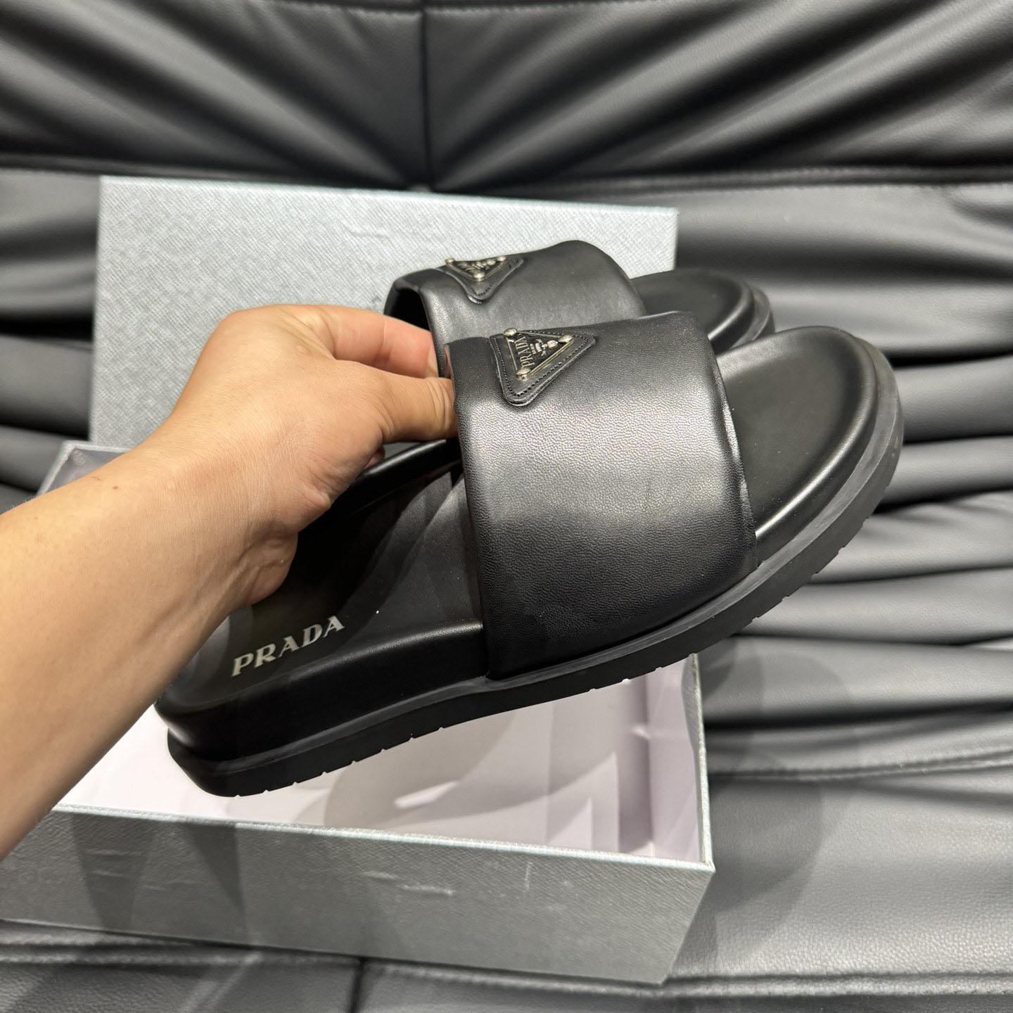 Prada Padded Nappa Leather Slides - 