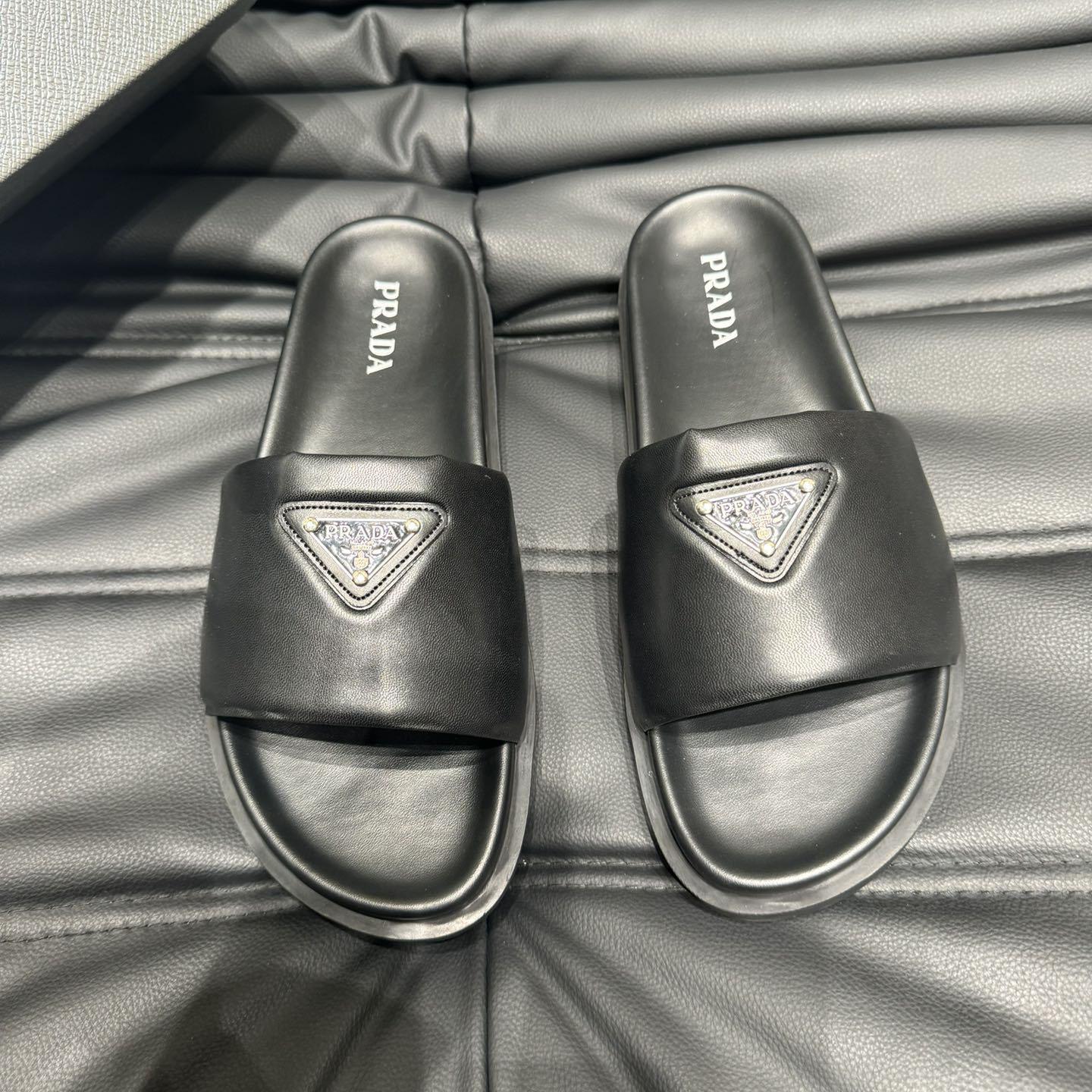 Prada Padded Nappa Leather Slides - 