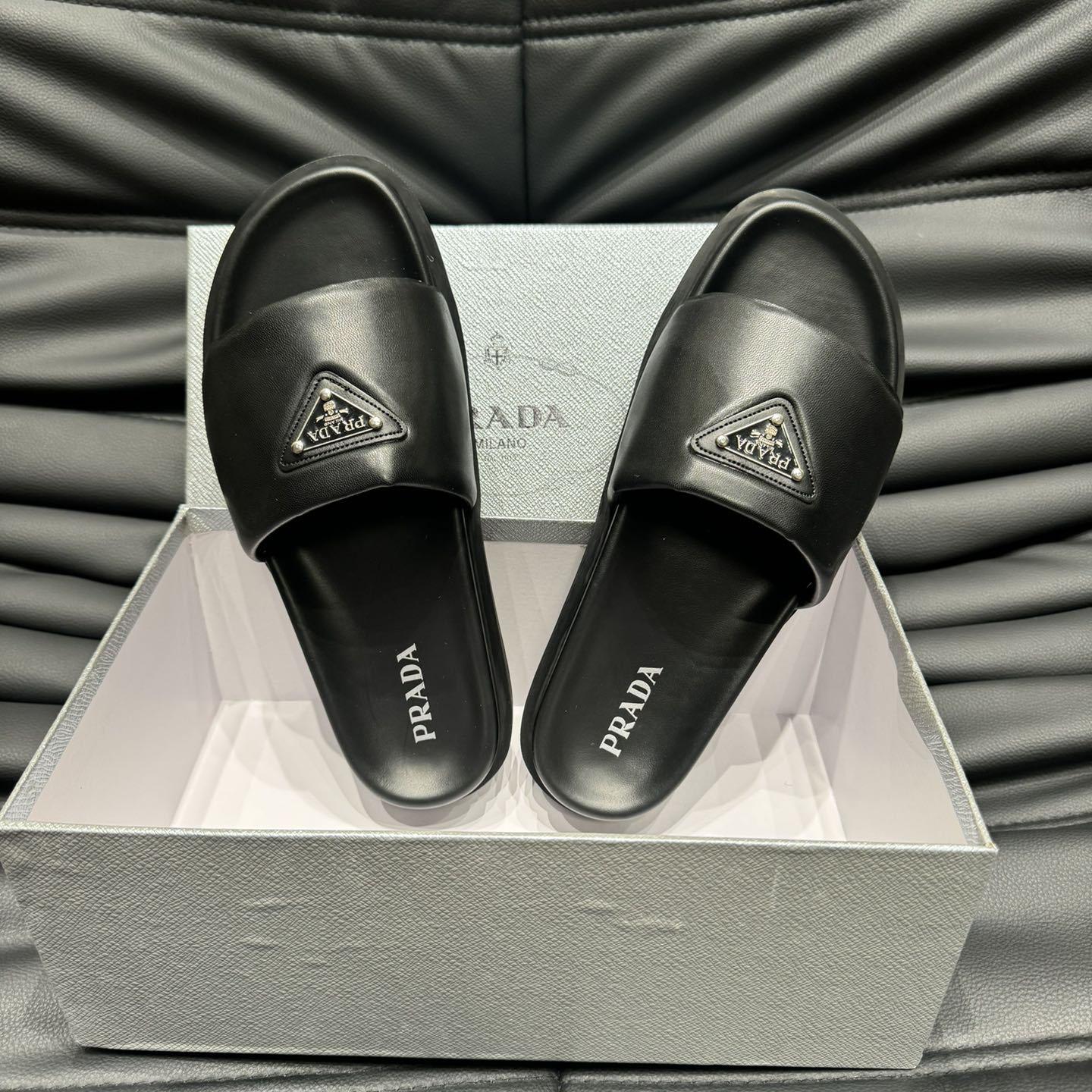 Prada Padded Nappa Leather Slides - 