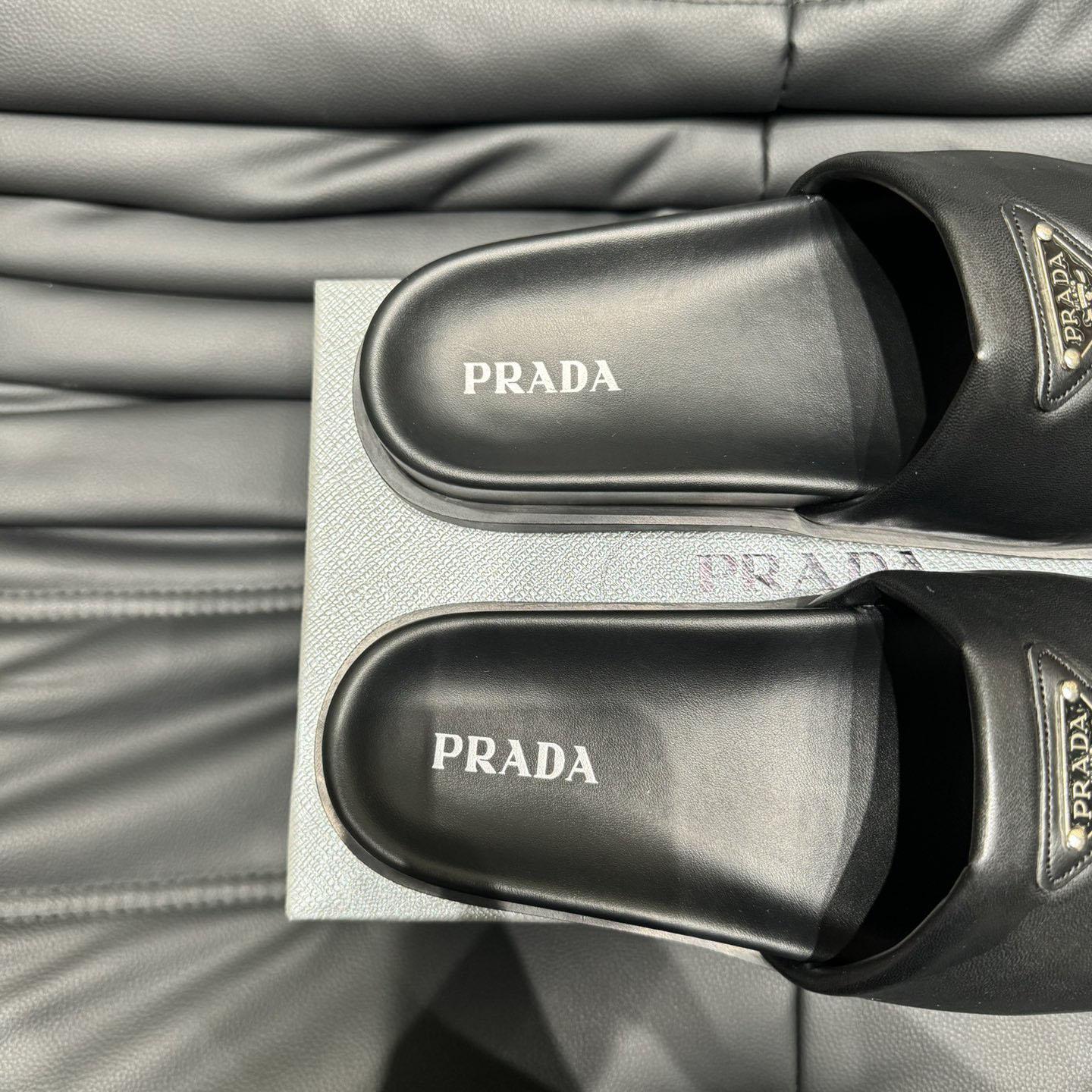 Prada Padded Nappa Leather Slides - 
