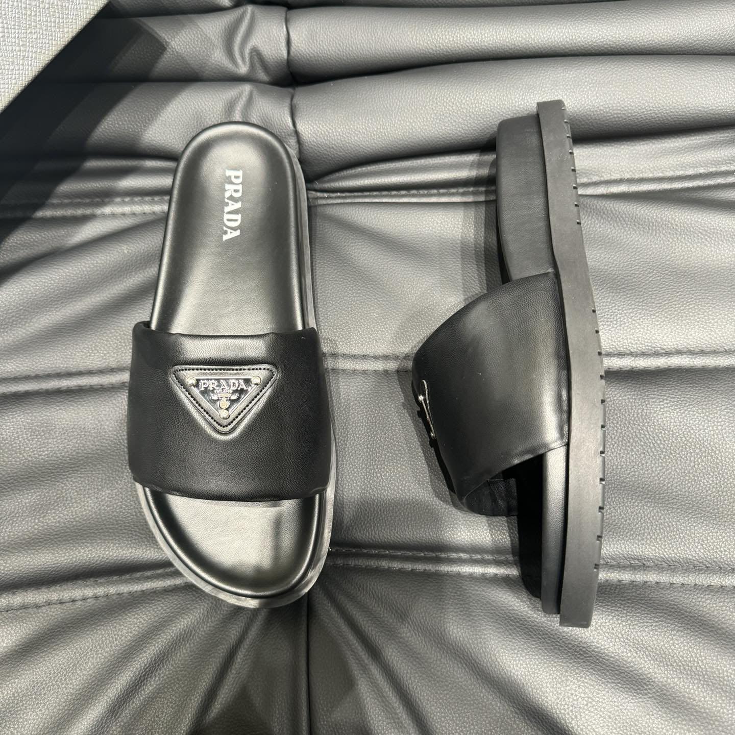 Prada Padded Nappa Leather Slides - 