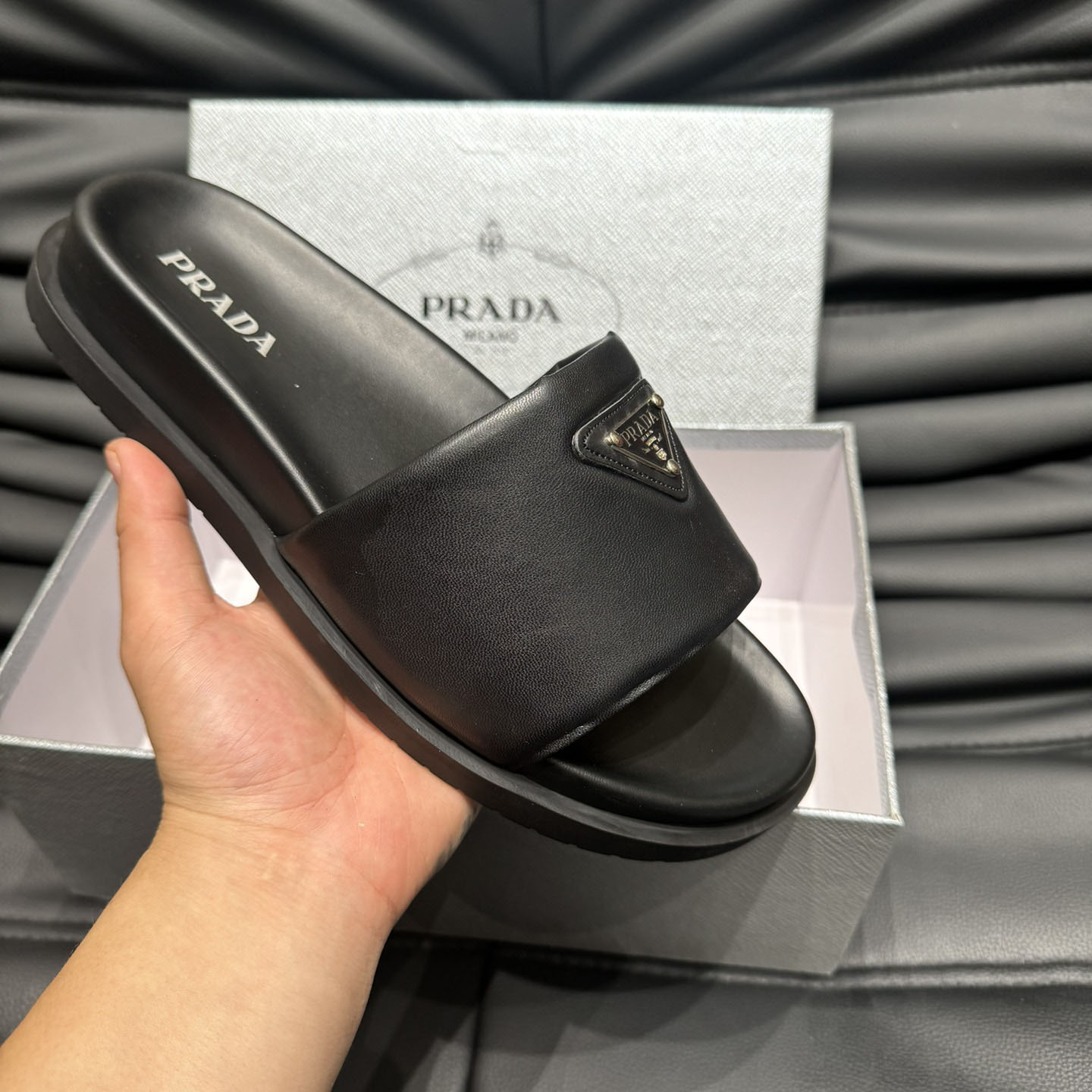 Prada Padded Nappa Leather Slides - 