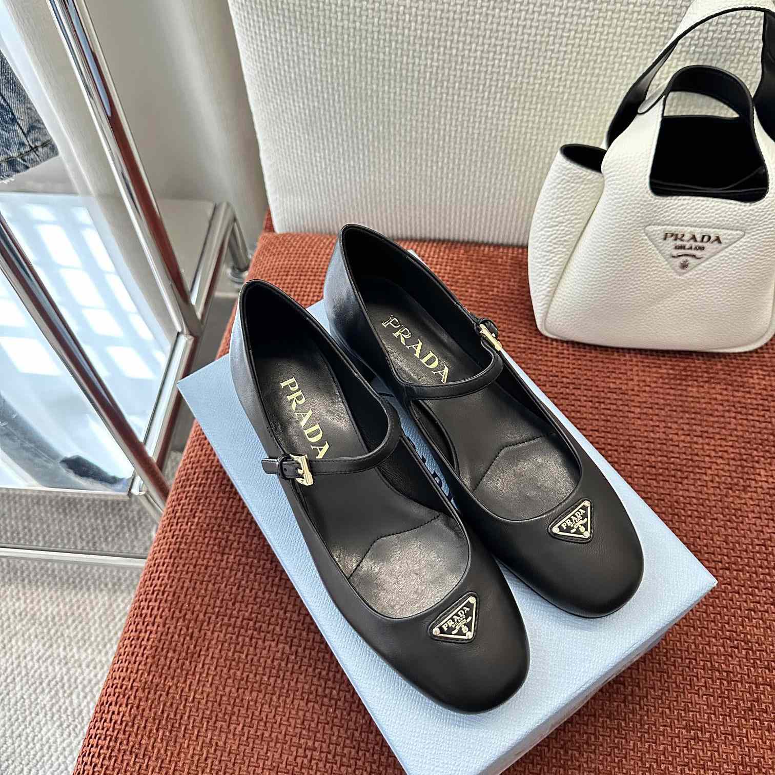 Prada Nappa Leather Mary Jane Pumps - 