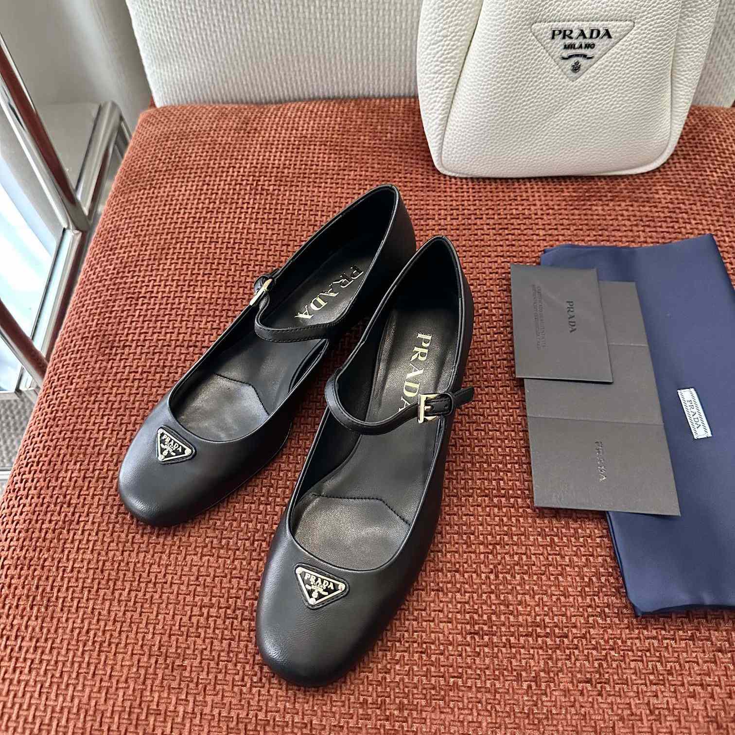 Prada Nappa Leather Mary Jane Pumps - 
