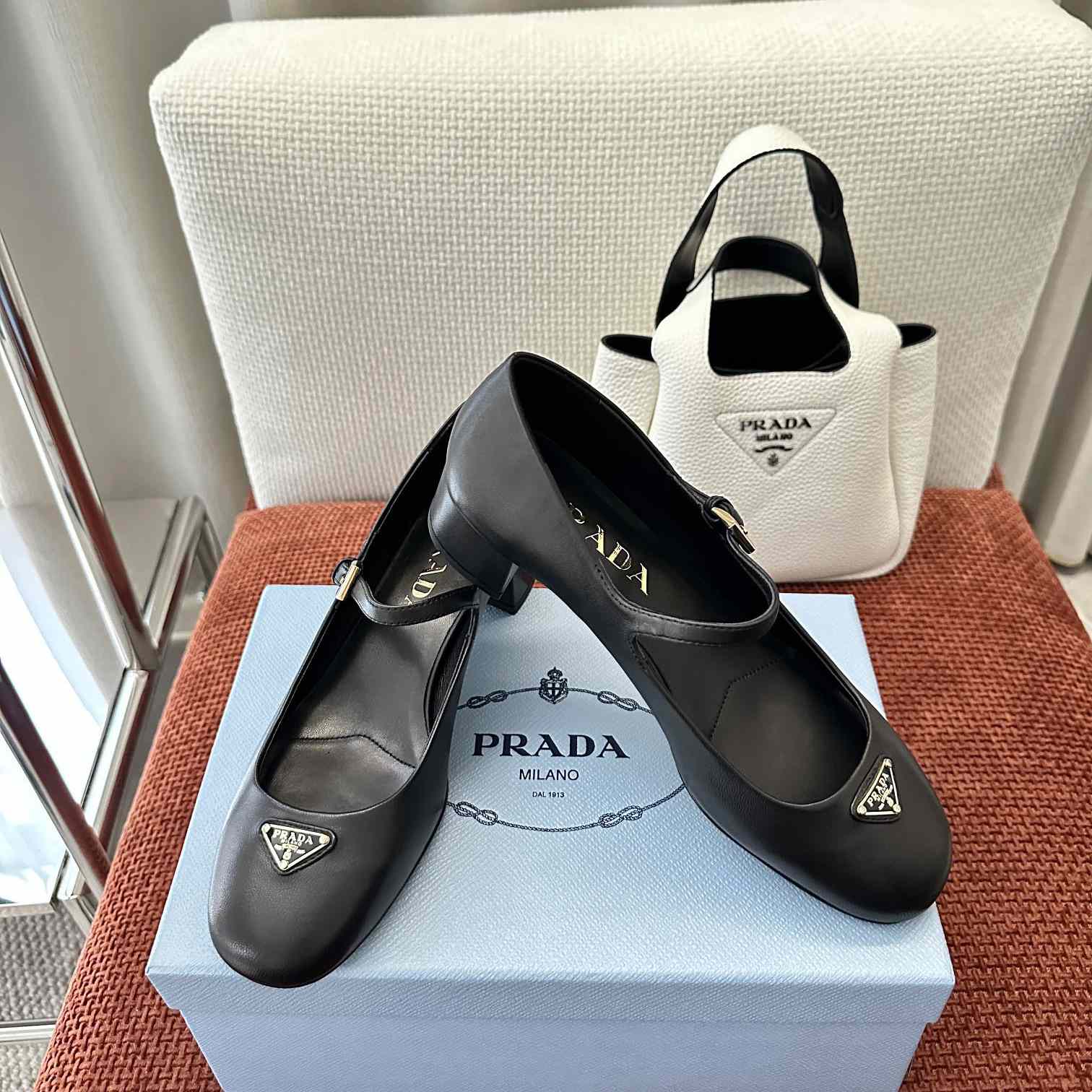Prada Nappa Leather Mary Jane Pumps - 
