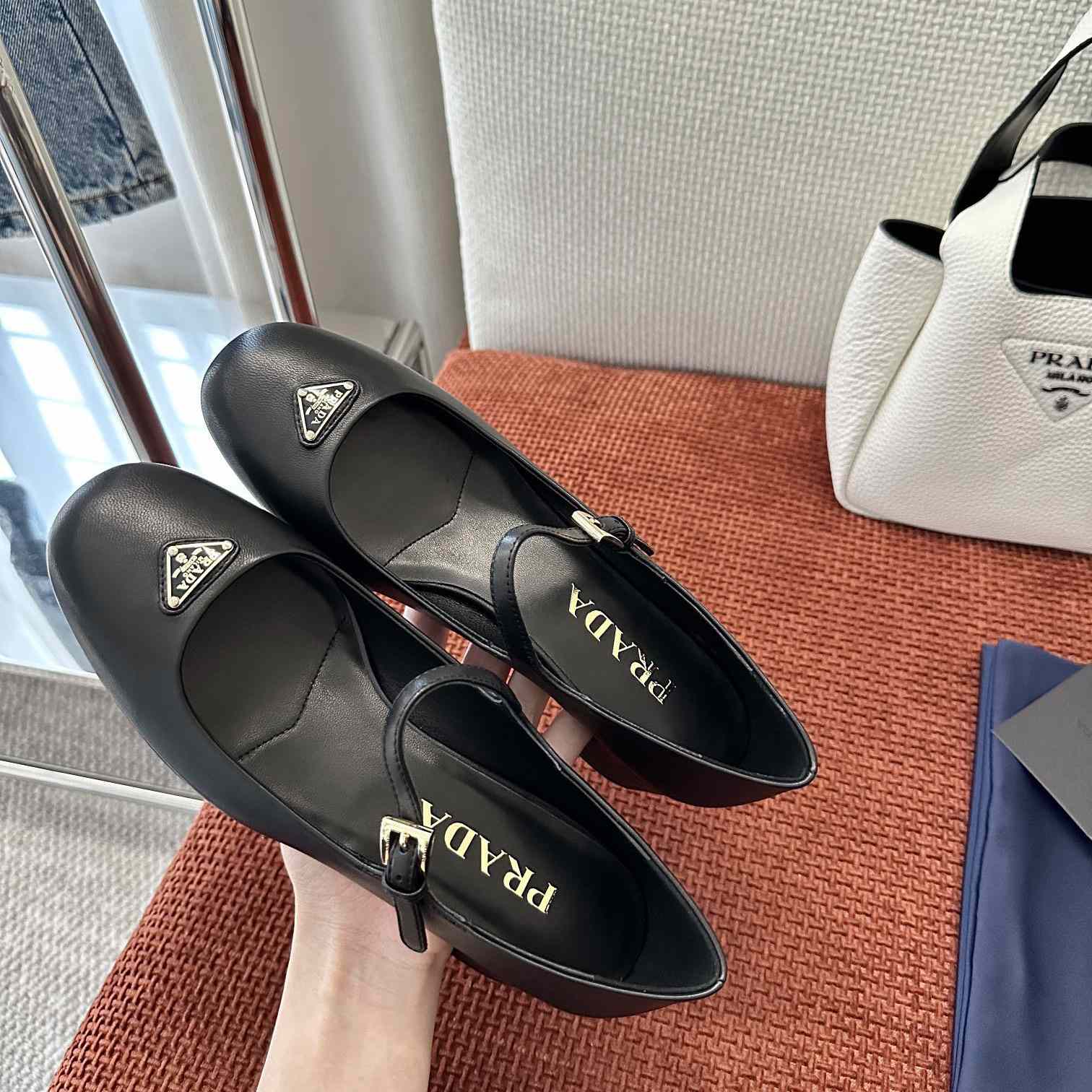 Prada Nappa Leather Mary Jane Pumps - 