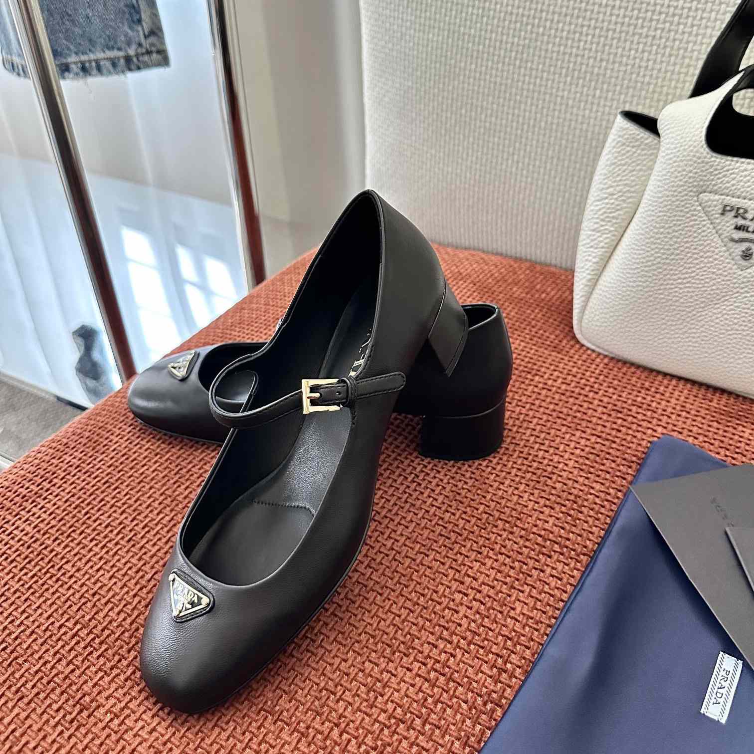 Prada Nappa Leather Mary Jane Pumps - 