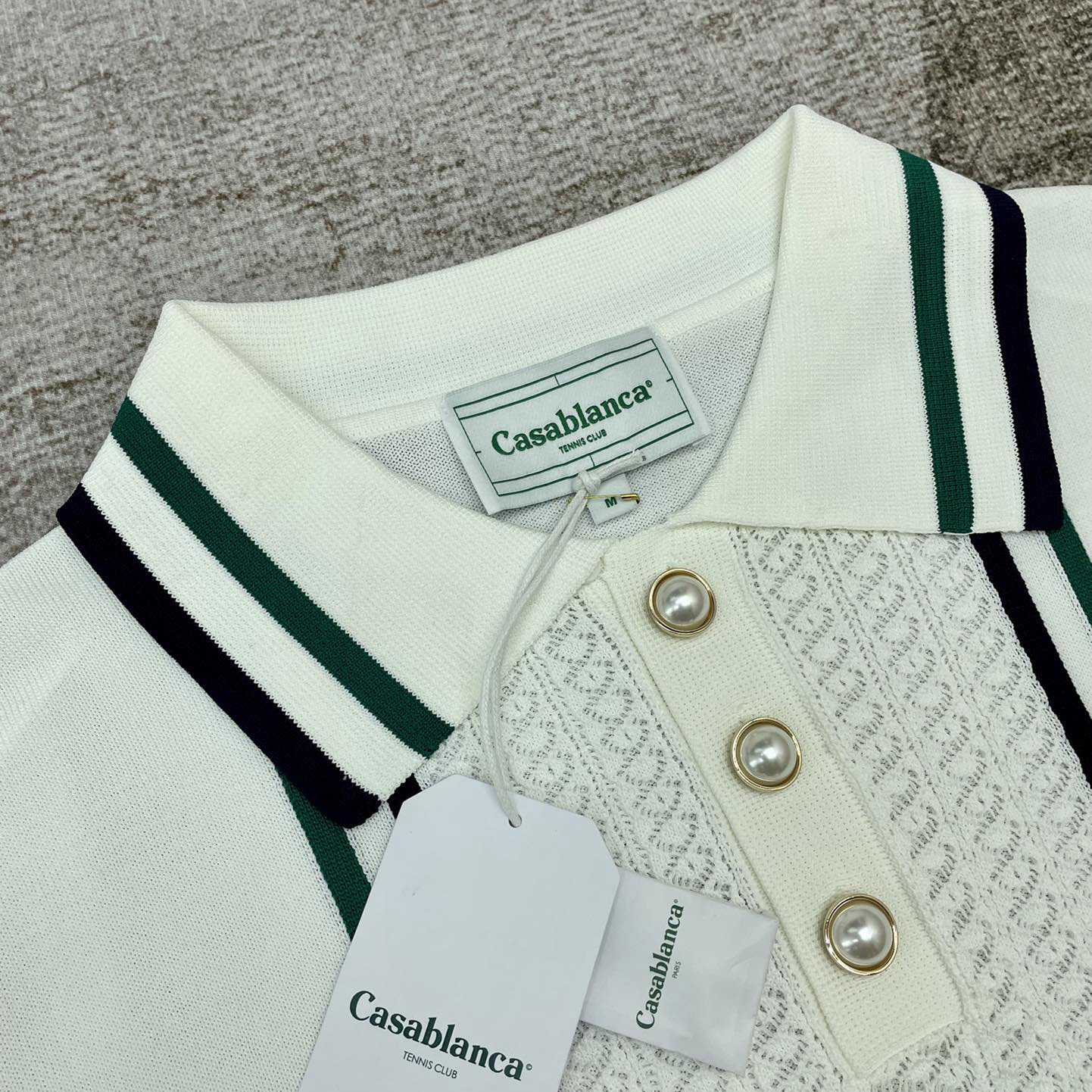 Casablanca Tennis Club Ribbed-knit Polo Shirt   D0043 - 