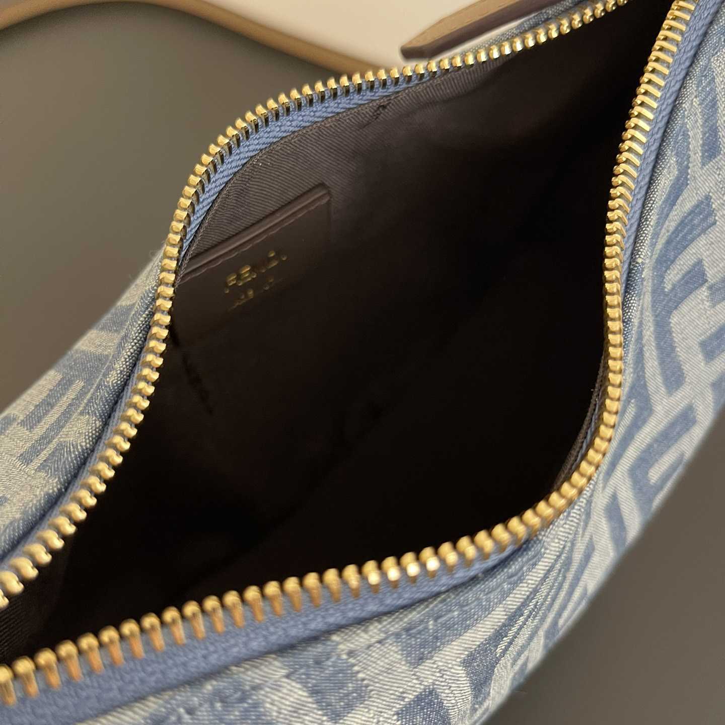 Fendi Women's Blue Graphy Mini Ff Denim & Leather Hobo Bag  - 