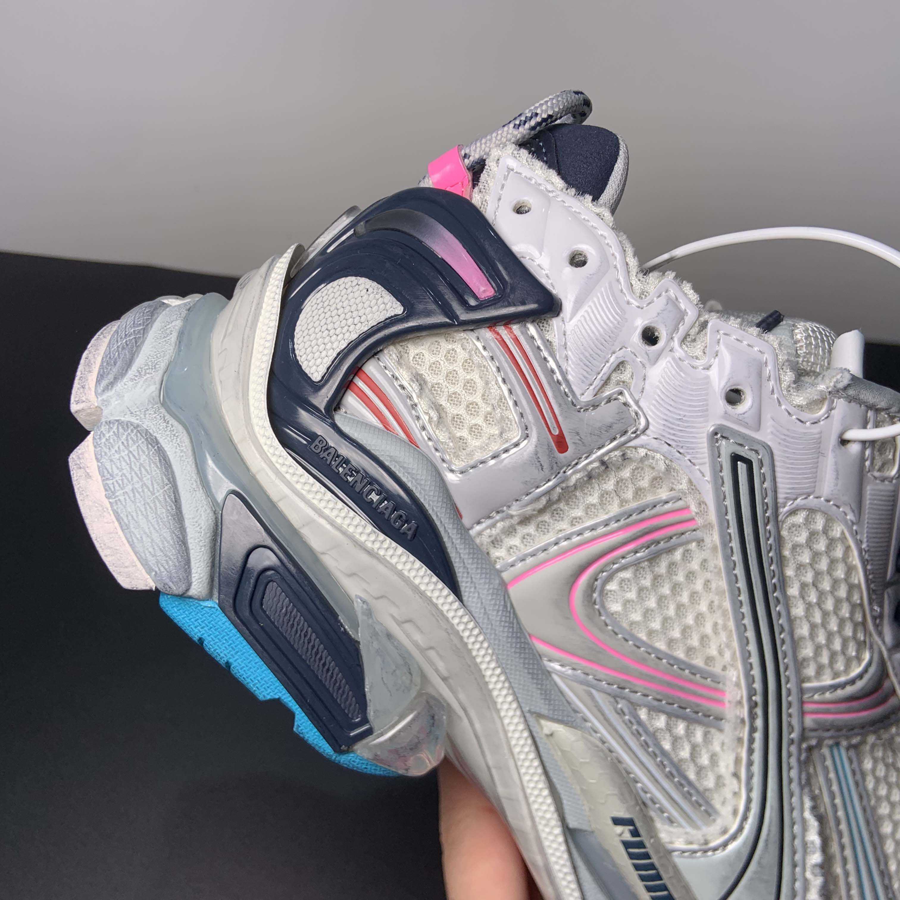 Balenciaga Runner Sneaker In Light Beige/grey/pink/blue - 