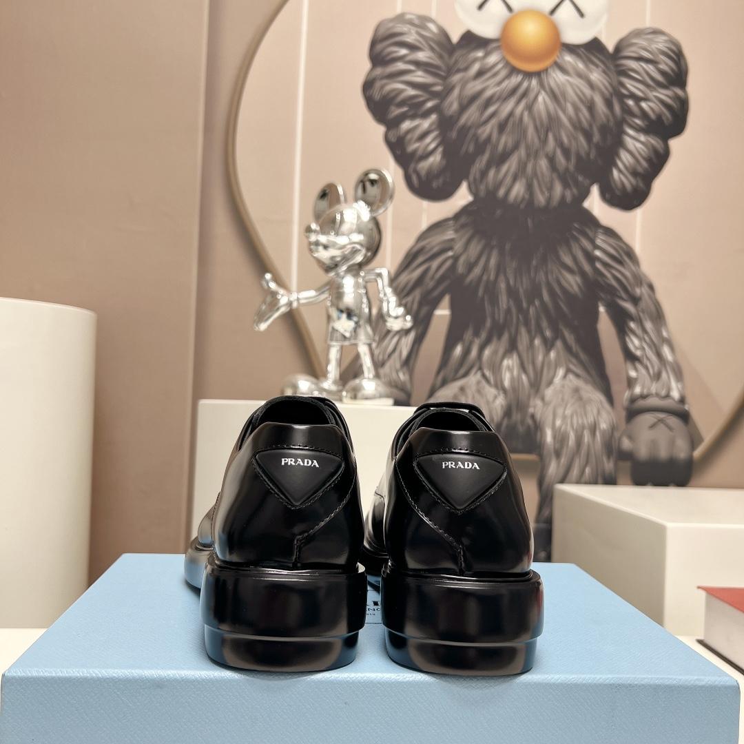 Prada Brushed Leather Derby Shoes - 