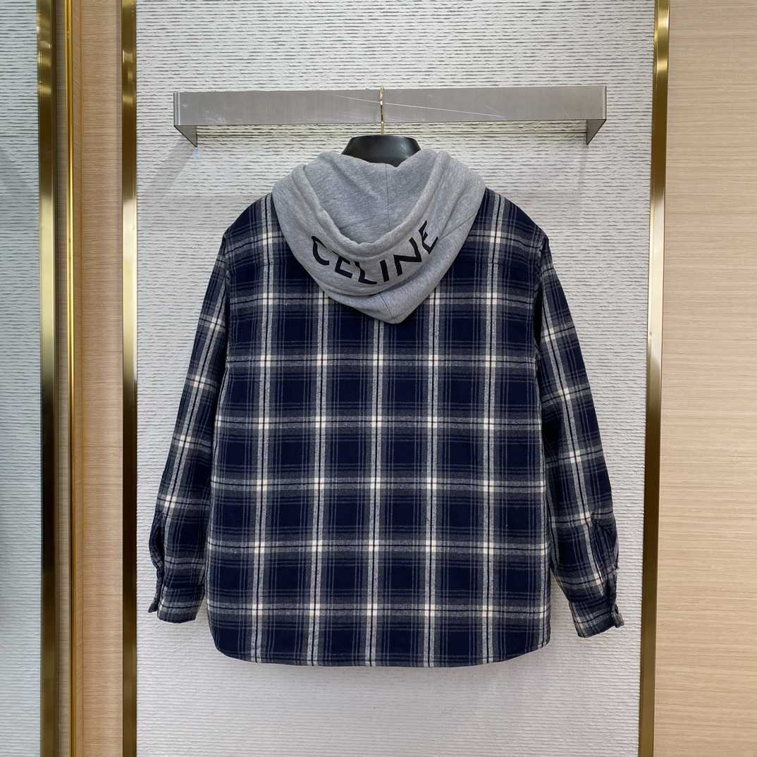 Celine Hooded Overshirt In Checked Cotton - 