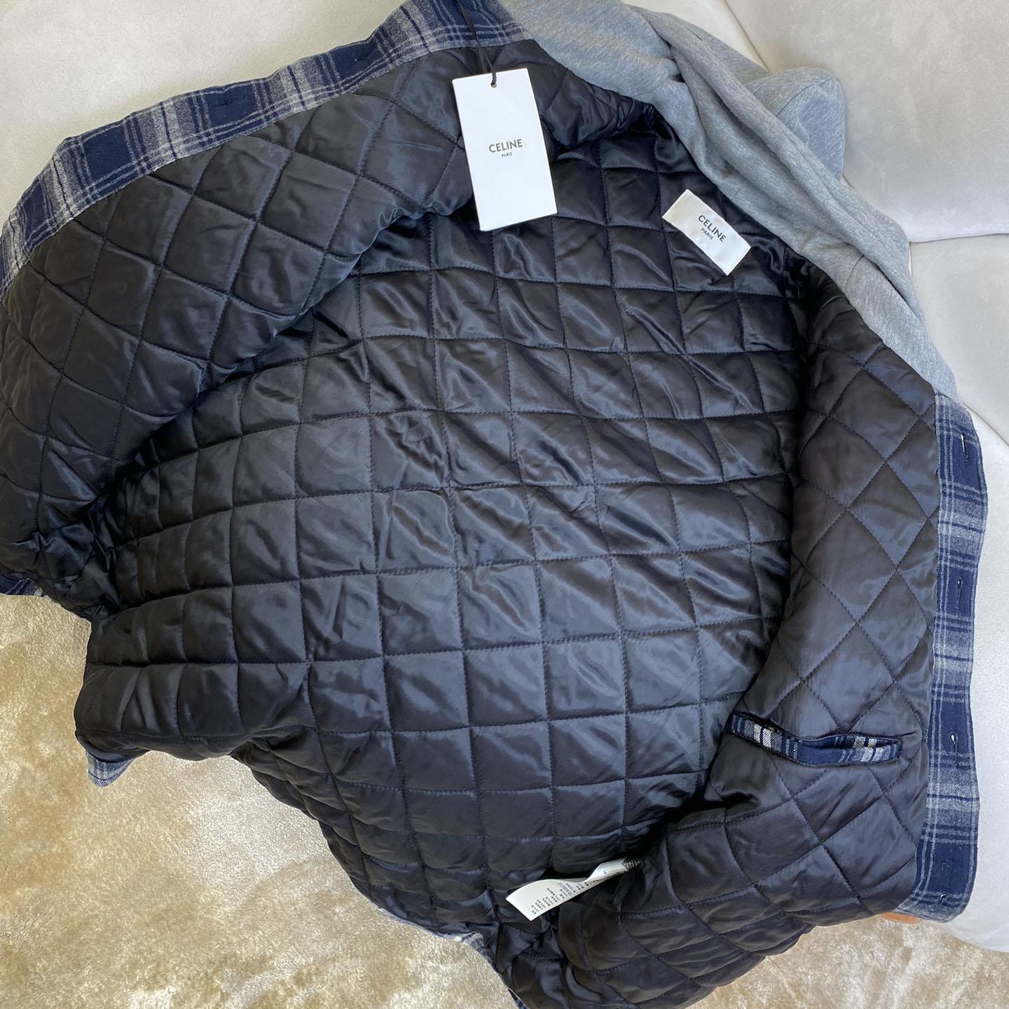 Celine Hooded Overshirt In Checked Cotton - 