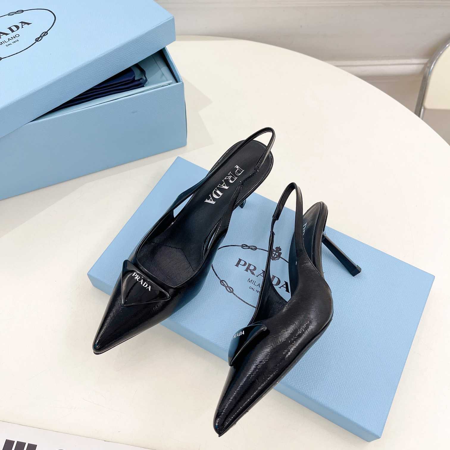 Prada Leather Slingback Pumps - 