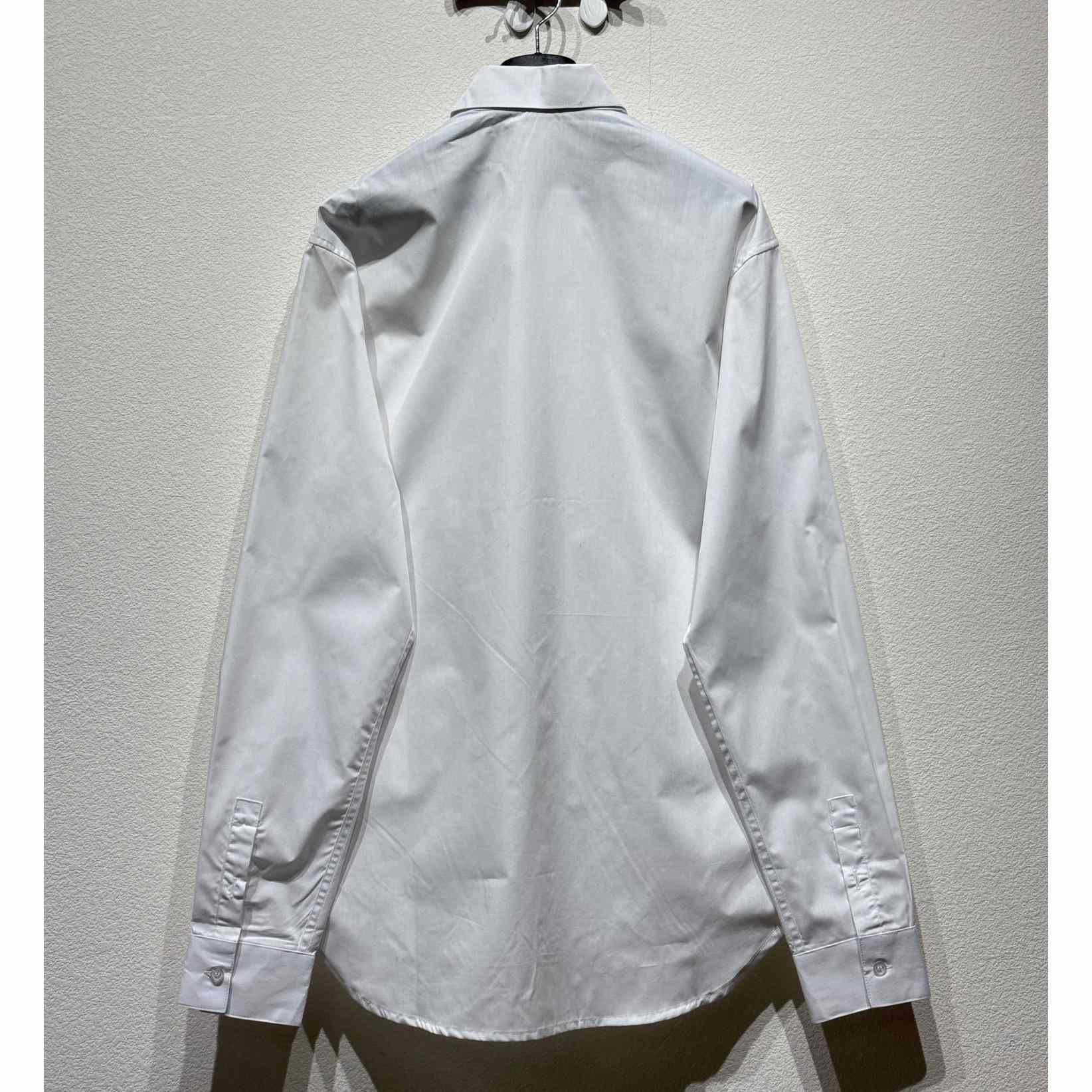 Christian Dior Tag Embroidery Shirt White Cotton Poplin - DesignerGu
