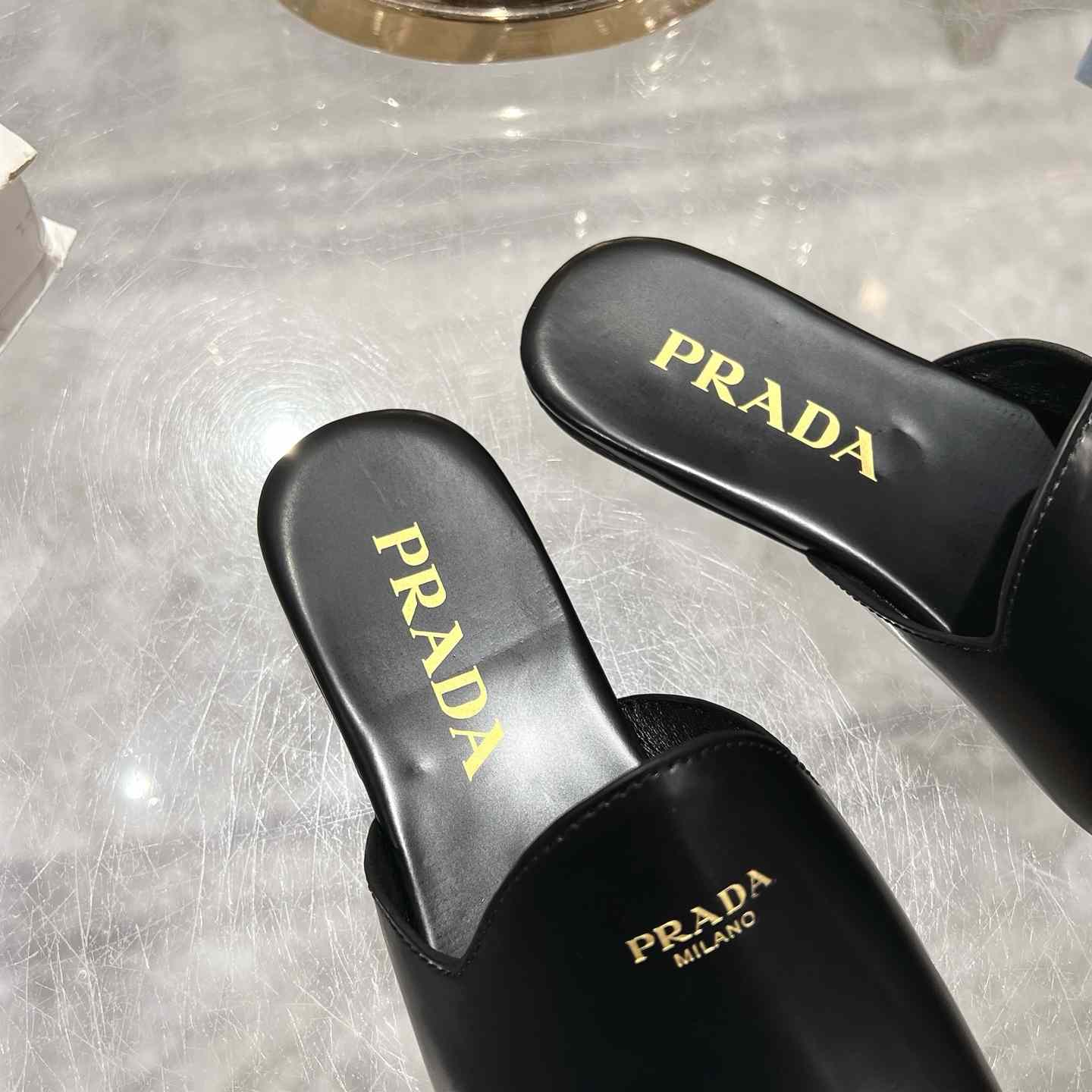 Prada Brushed Leather Slippers - 