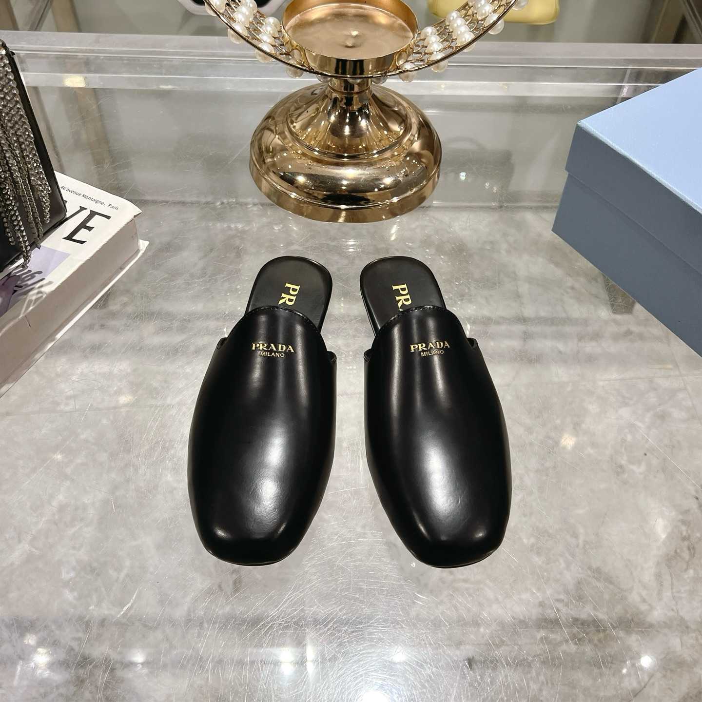 Prada Brushed Leather Slippers - 