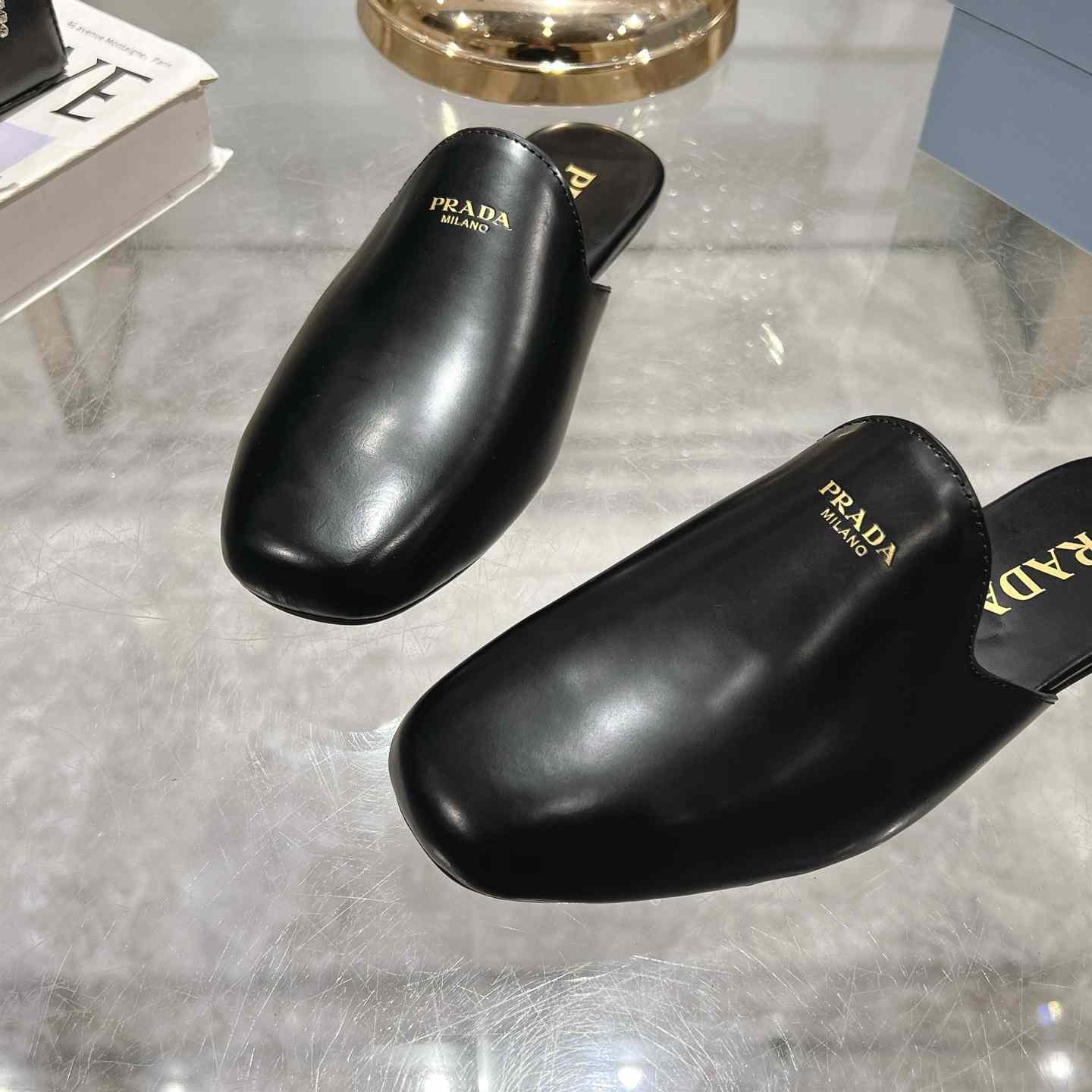 Prada Brushed Leather Slippers - 