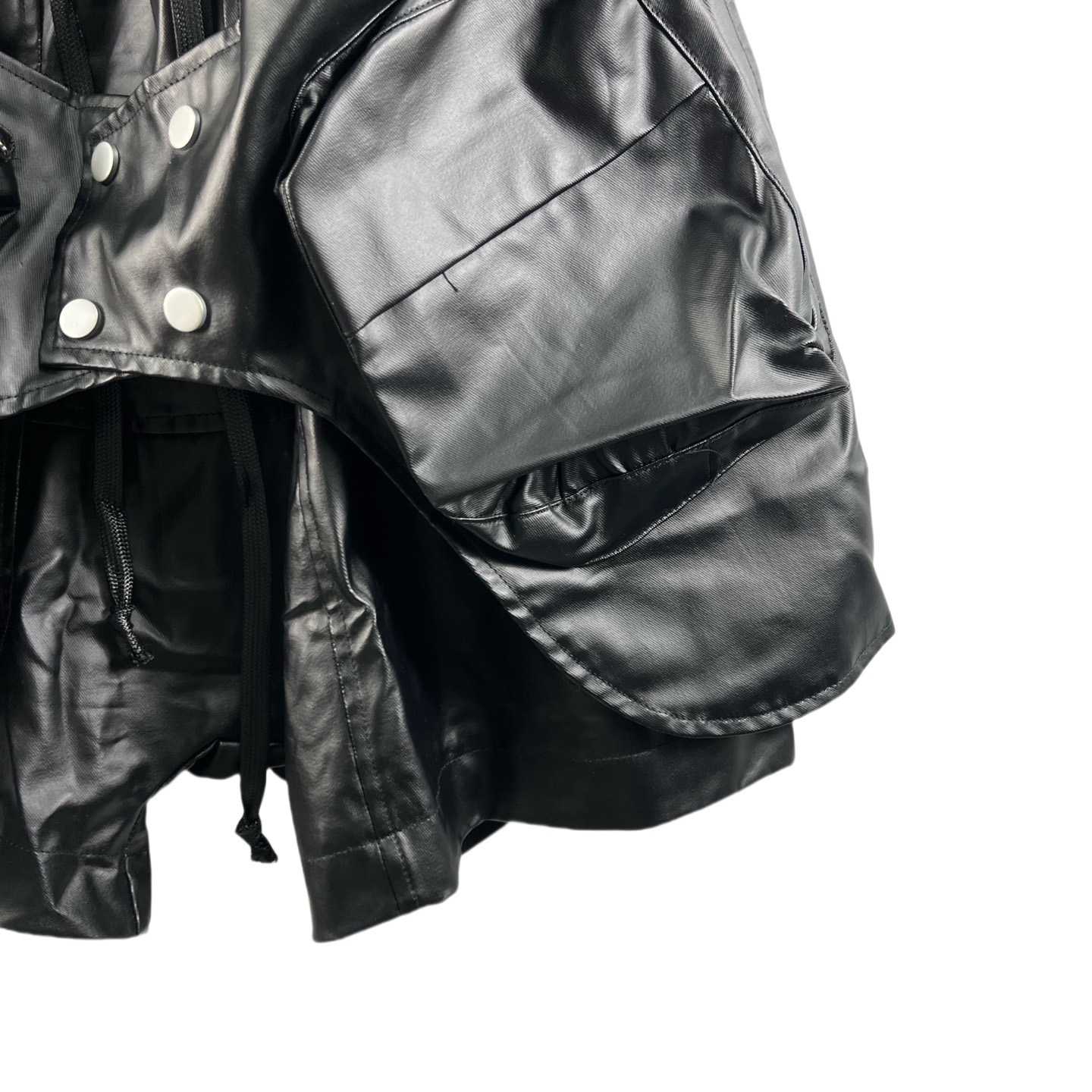 Vujade Brushed Wax Black Coating Corts Cargo Shorts - DesignerGu