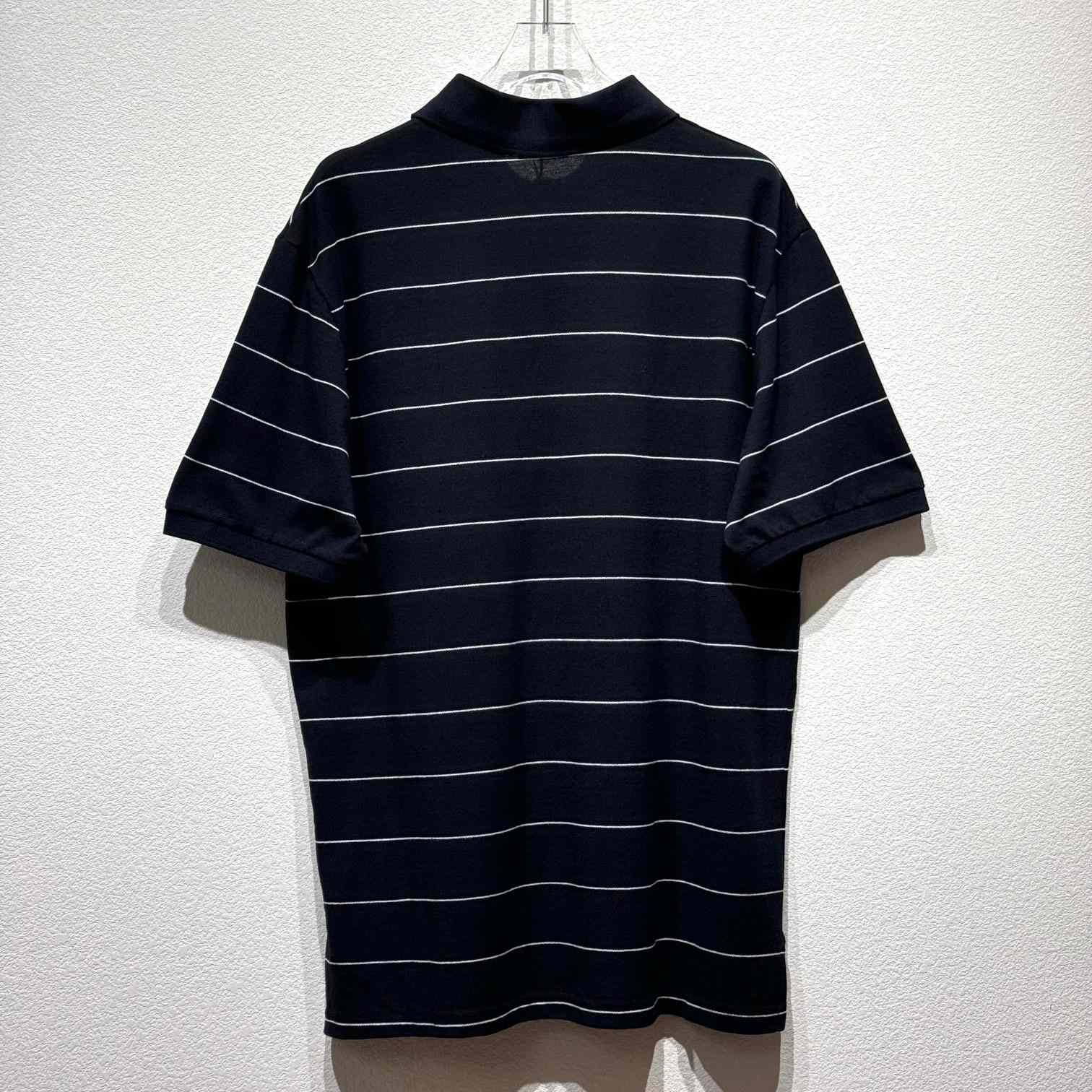 Saint Laurent Cassandre Polo Shirt In Striped Pique - 