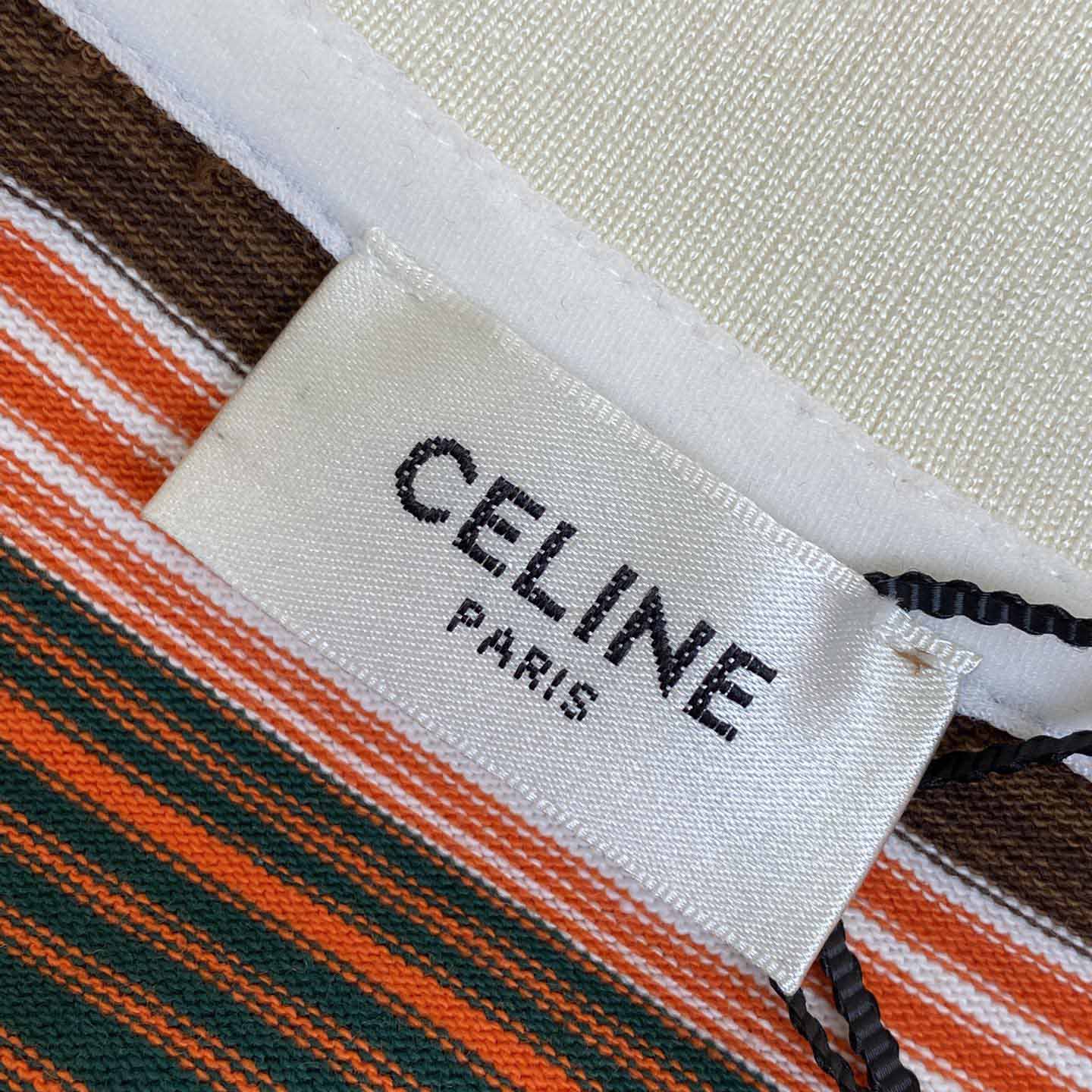 Celine Triomphe Cropped Polo Shirt In Striped Cotton - 