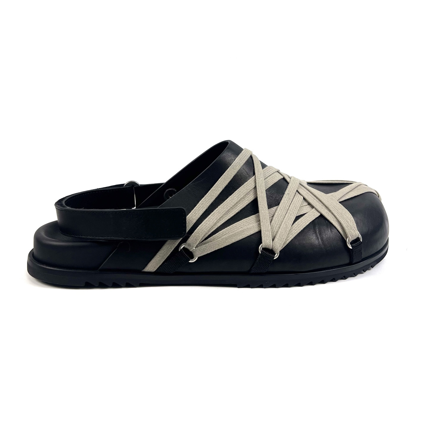 Rick Owens Hollywood Megalaced Mule Granola 'Black' - DesignerGu