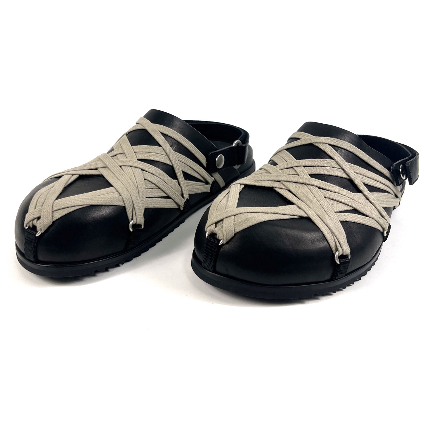 Rick Owens Hollywood Megalaced Mule Granola 'Black' - DesignerGu