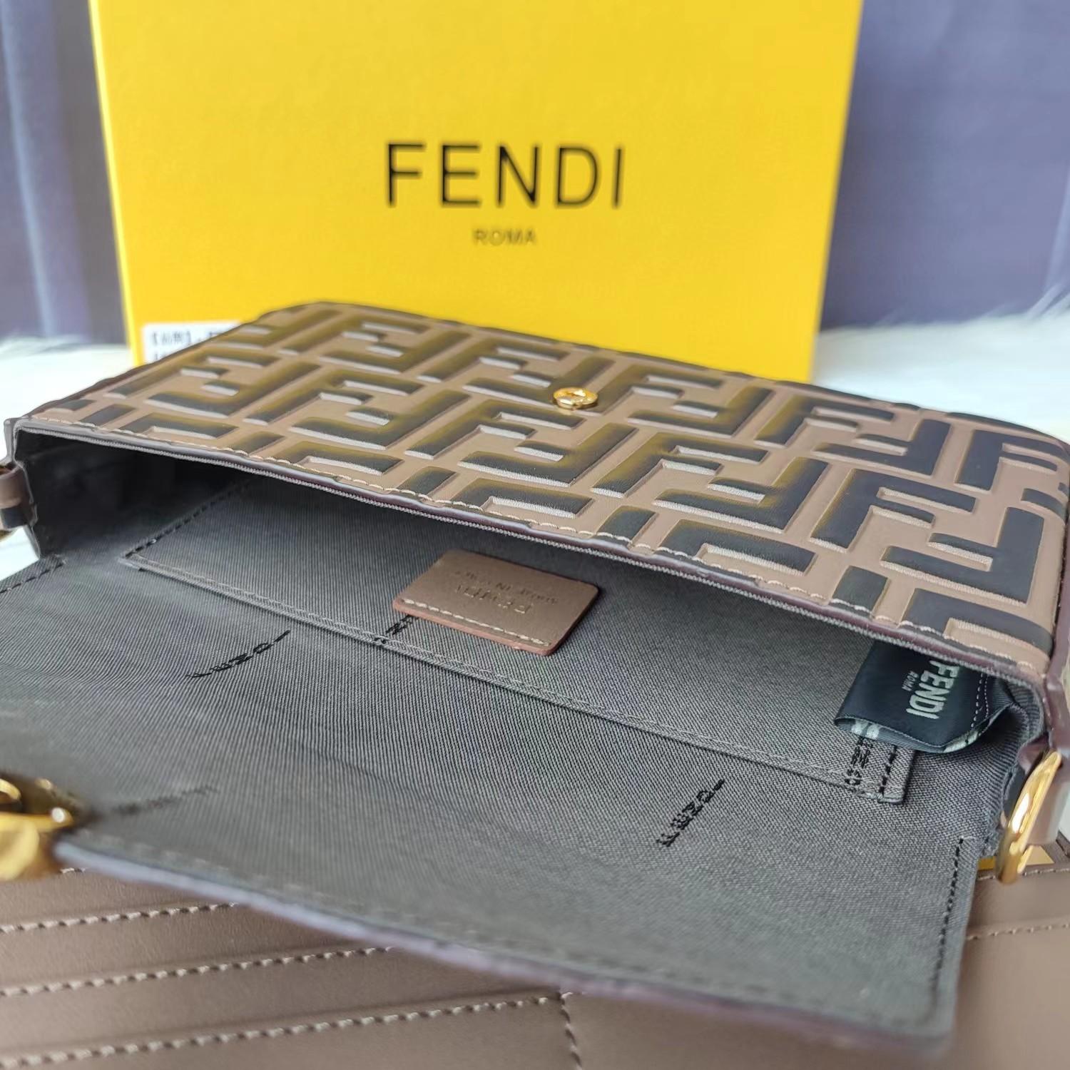 Fendi Envelope Clutch on Chain Zucca Embossed Leather  - DesignerGu