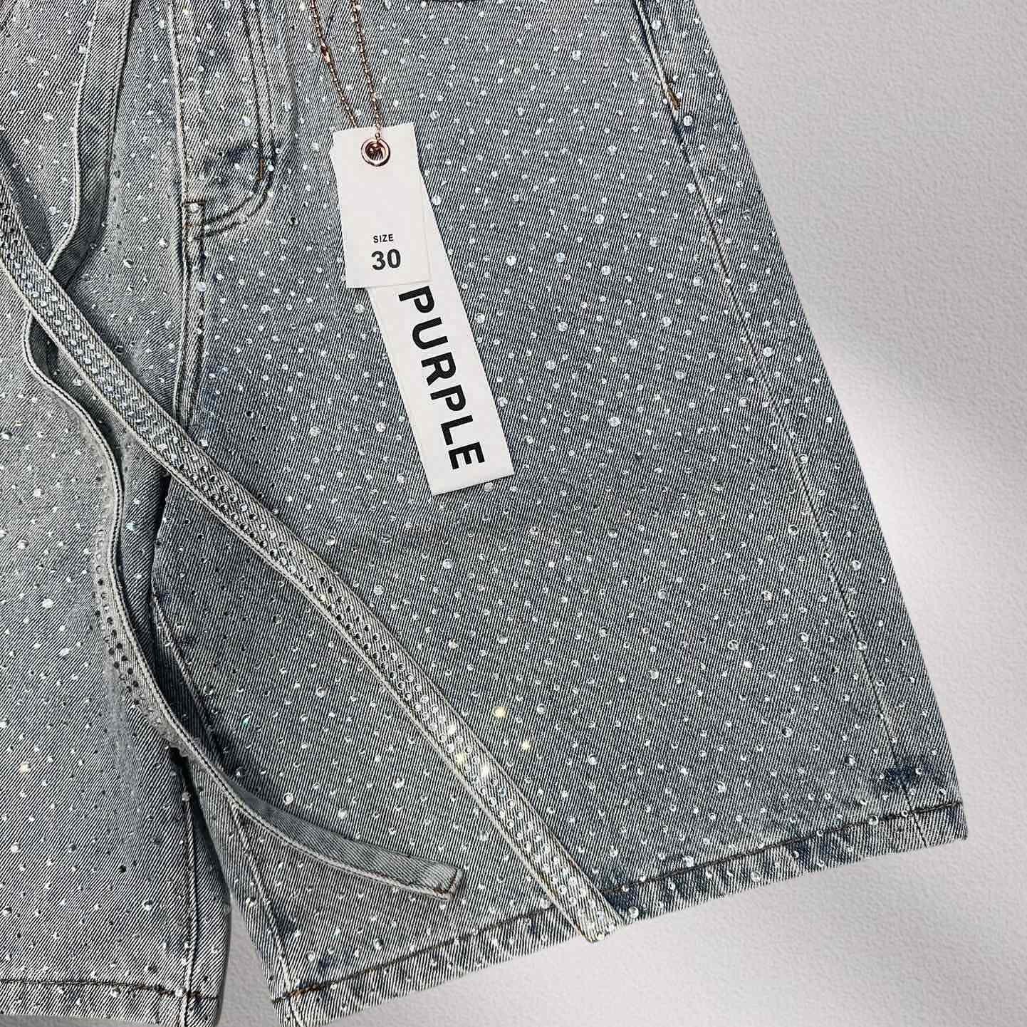 Purple-Brand Denim Shorts    6025 - DesignerGu