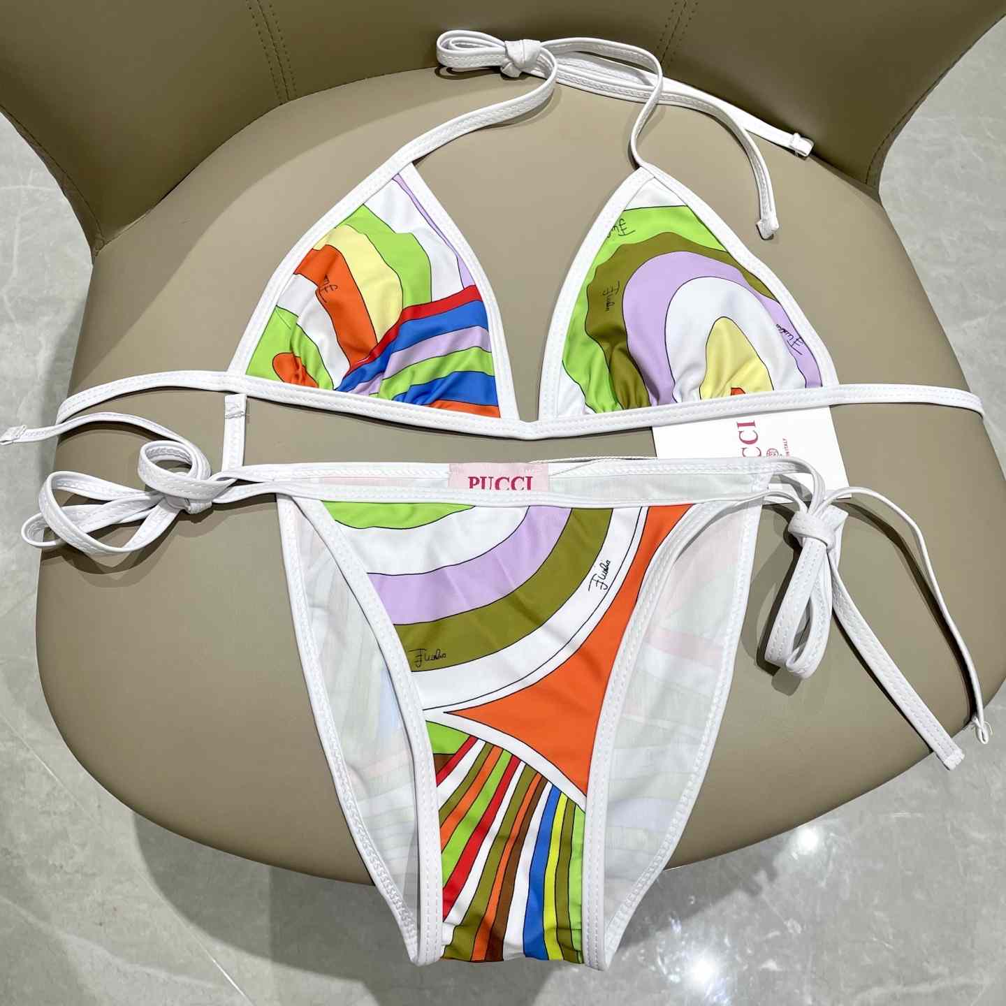 Pucci Iride-Print Bikini Top And Bikini Briefs - 