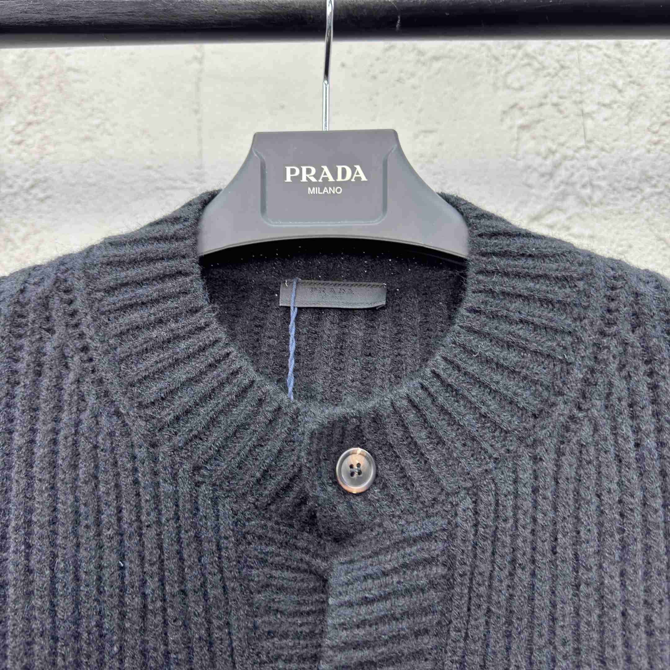 Prada Cashgora Button-Up Ribbed-Knitted Cardigan - 