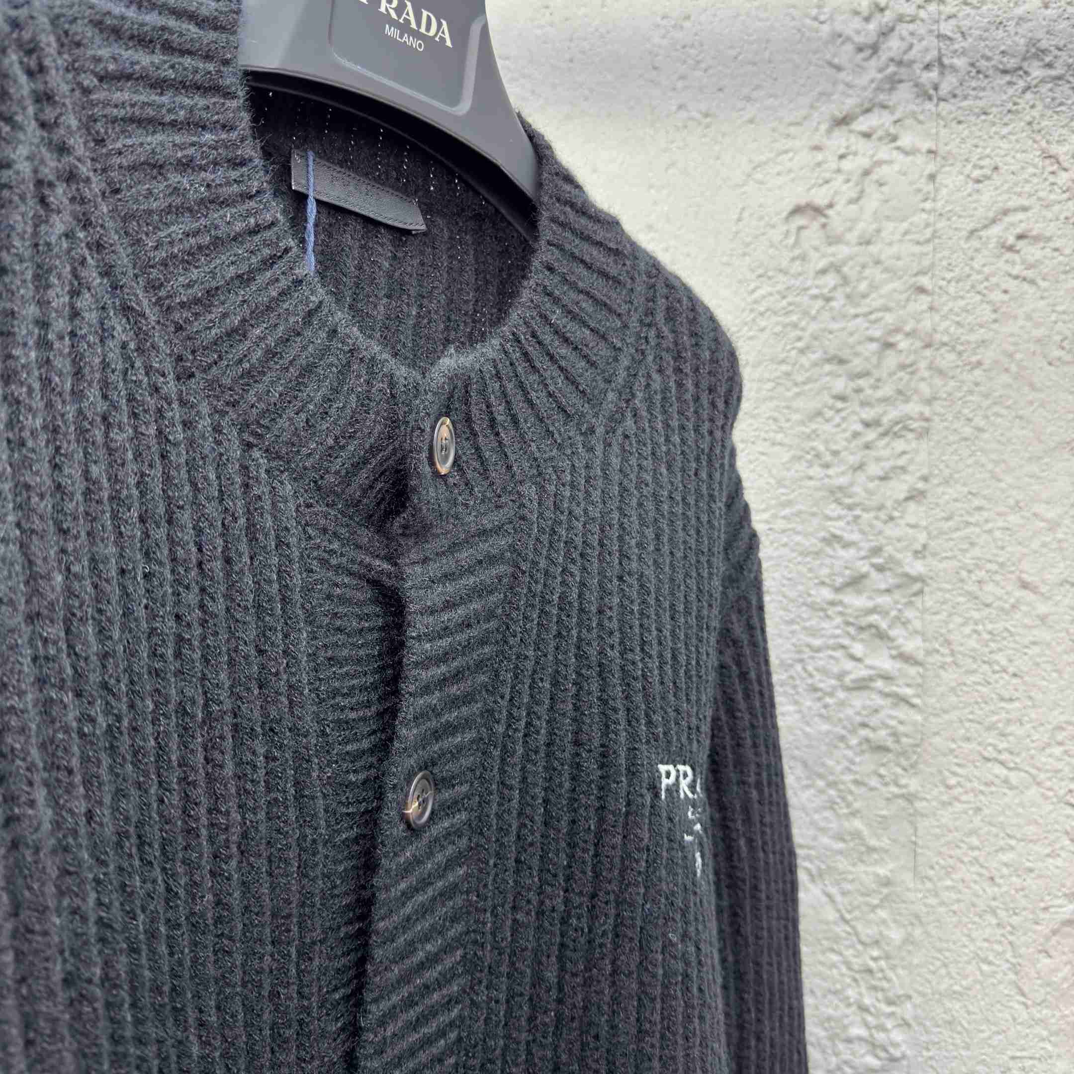 Prada Cashgora Button-Up Ribbed-Knitted Cardigan - 