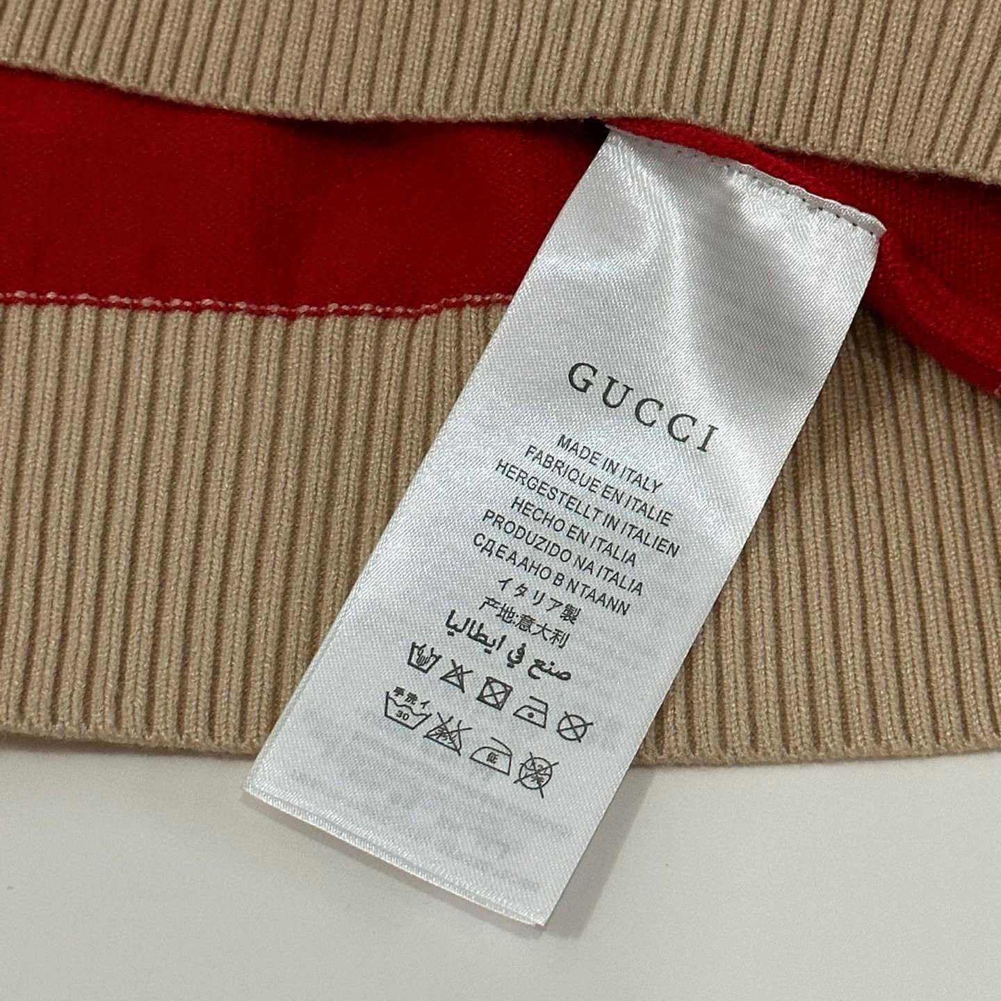 Gucci Logo Embroidered Striped Cotton Half-Placket Sweater - 