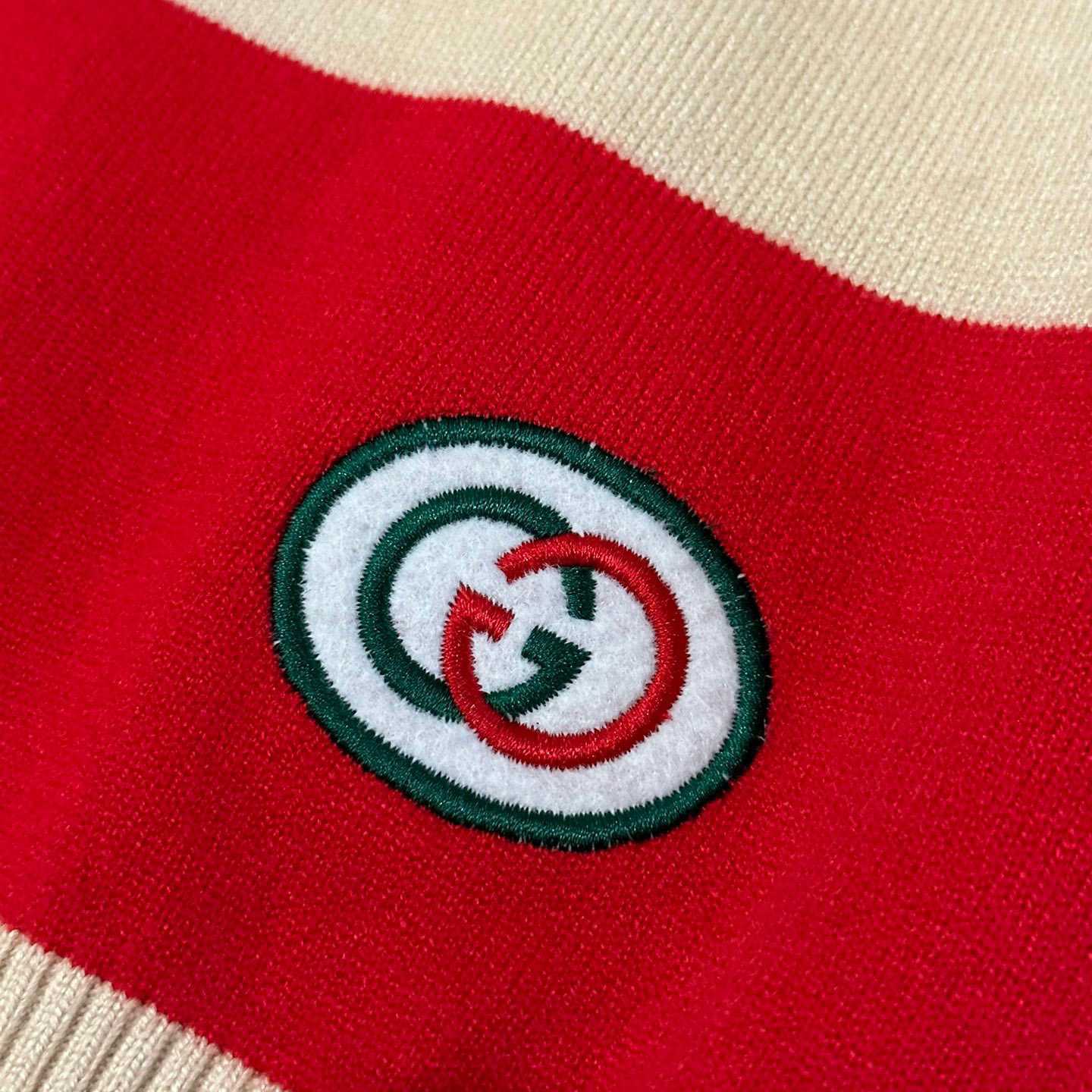 Gucci Logo Embroidered Striped Cotton Half-Placket Sweater - 