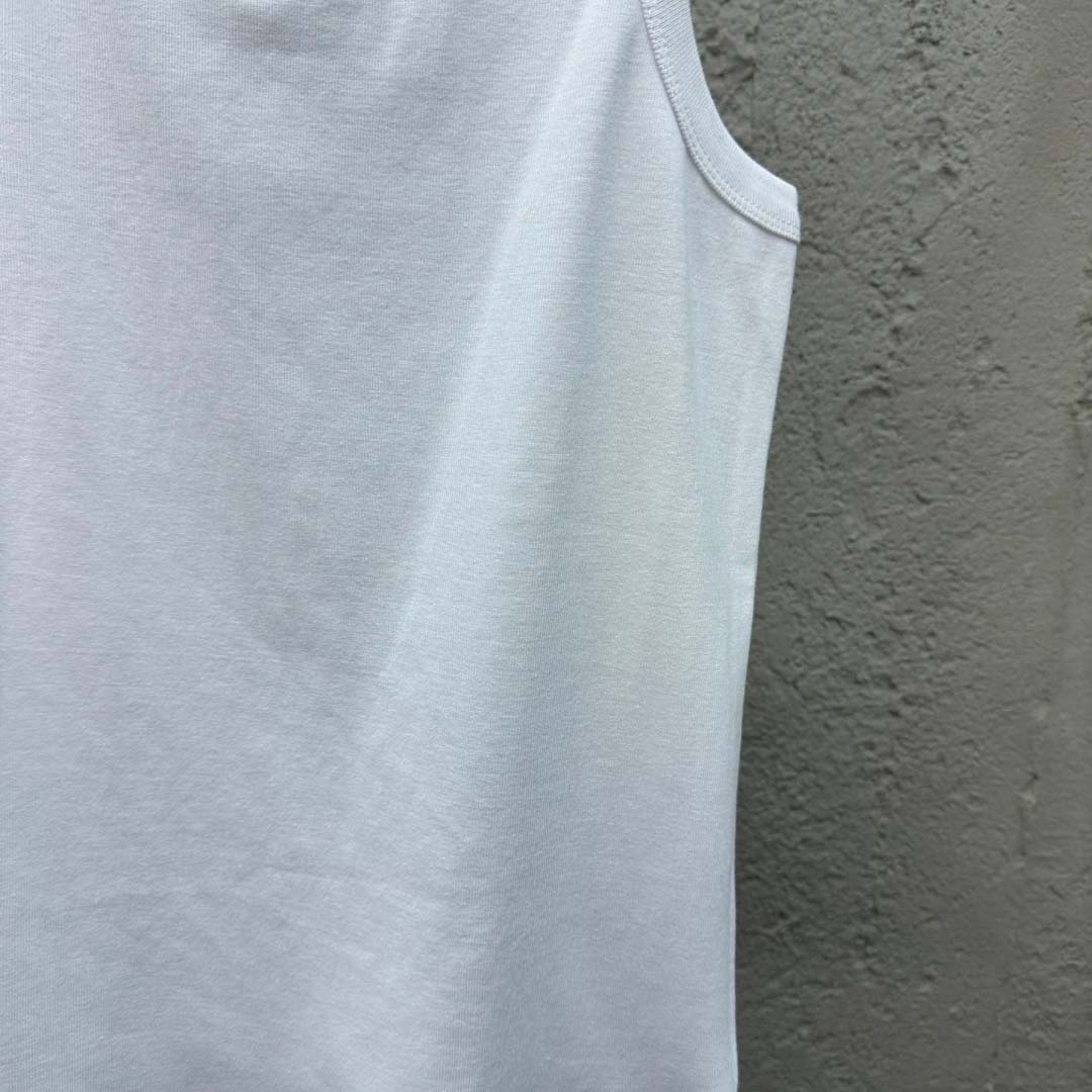 Prada Cotton Tank Top With Enamel Logo - 