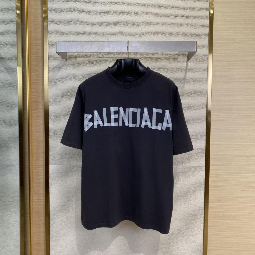 Balenciaga New Tape Type TR T-Shirt Medium Fit In Faded Washed Black - DesignerGu