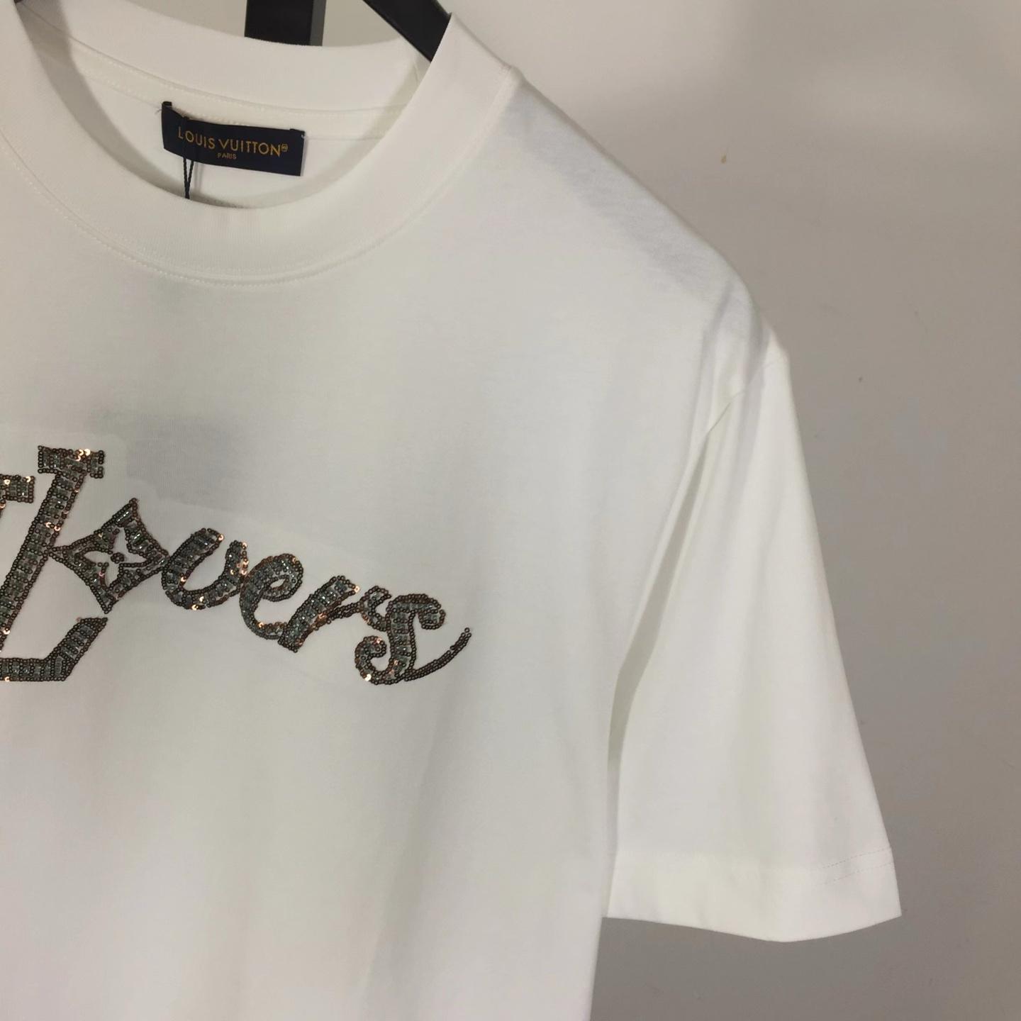 Louis Vuitton LV Vers Embellished Short-Sleeved T-Shirt   - DesignerGu