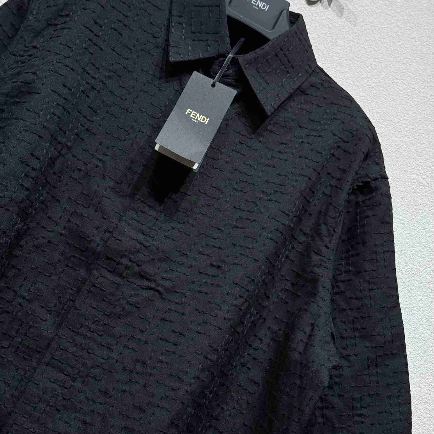 Fendi Black Linen FF Jacquard Shirt - DesignerGu