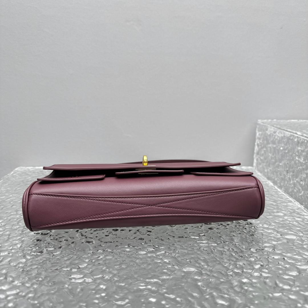 Balenciaga Bel Air Clutch On Strap Small In Dark Burgundy - 