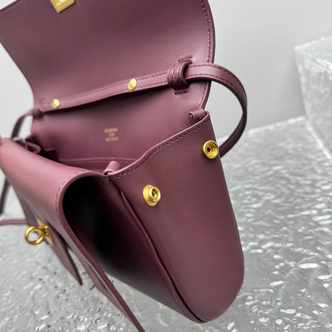 Balenciaga Bel Air Clutch On Strap Small In Dark Burgundy - 