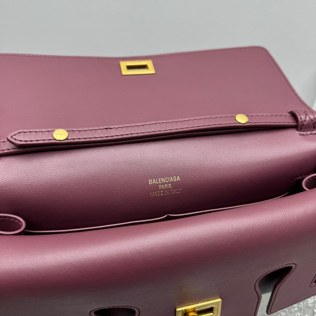 Balenciaga Bel Air Clutch On Strap Small In Dark Burgundy - 