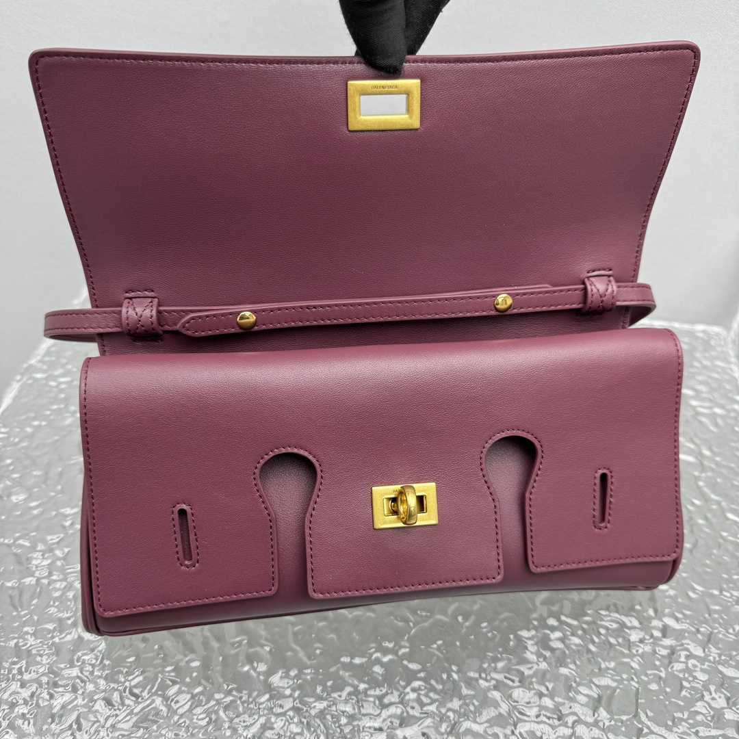 Balenciaga Bel Air Clutch On Strap Small In Dark Burgundy - 