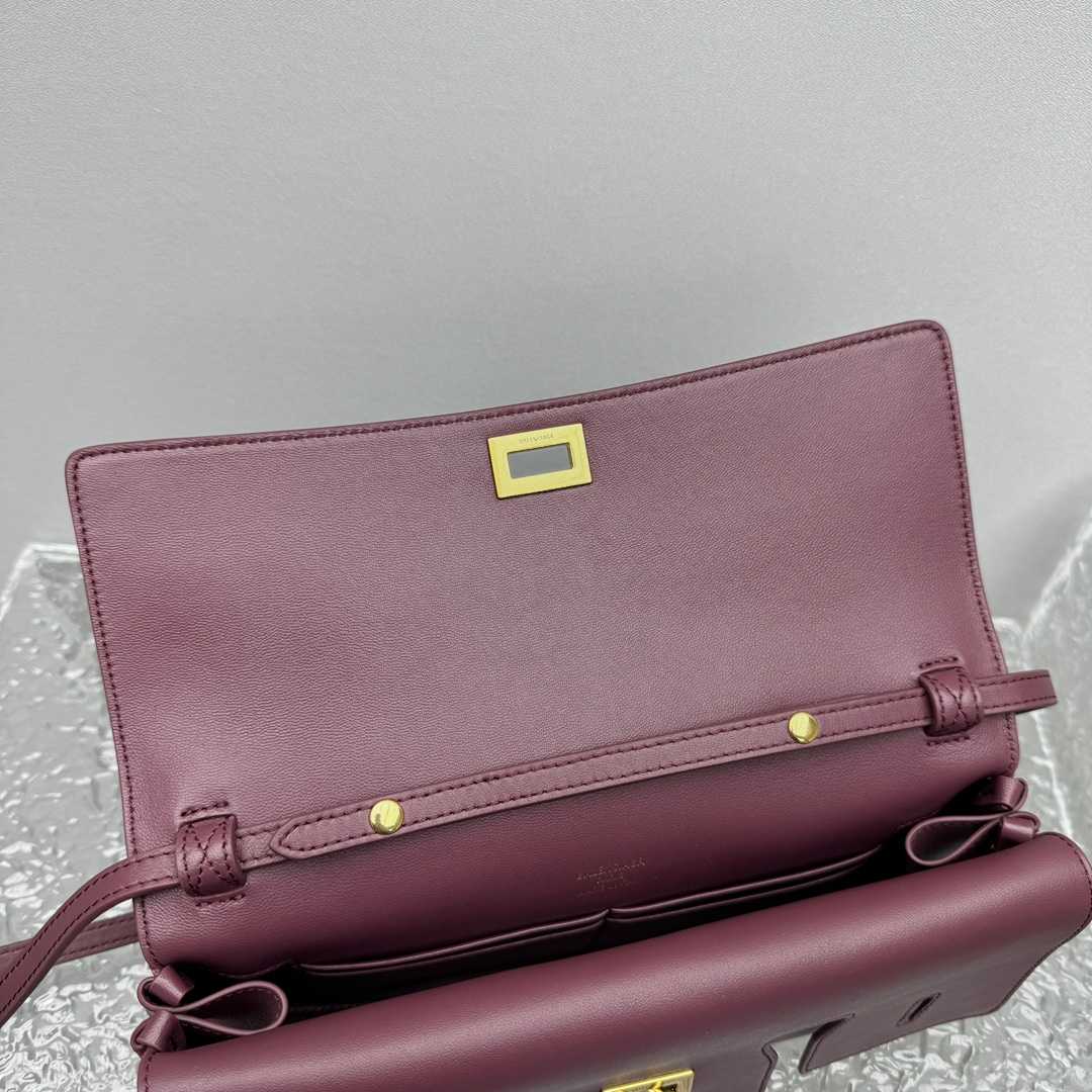 Balenciaga Bel Air Clutch On Strap Small In Dark Burgundy - 