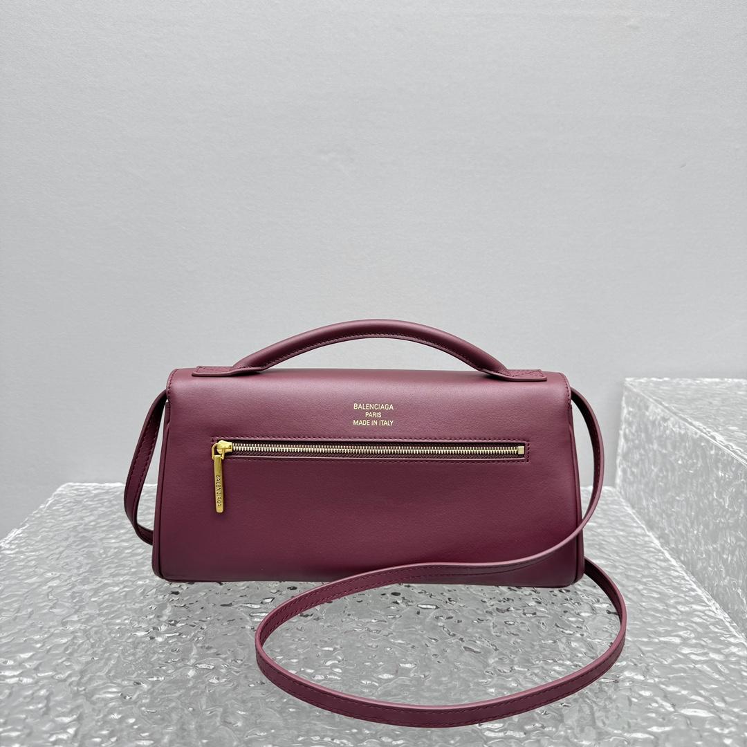 Balenciaga Bel Air Clutch On Strap Small In Dark Burgundy - 