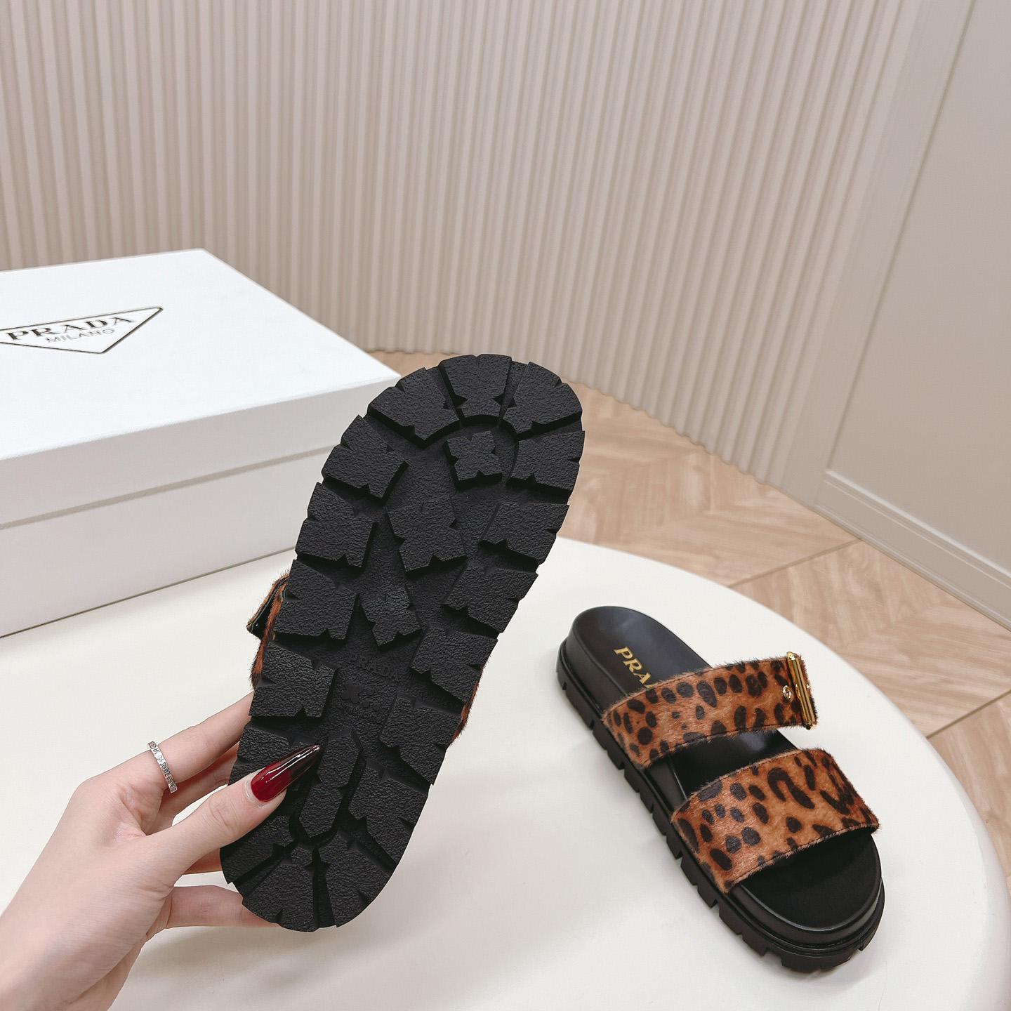 Prada Printed Leather Slides - 