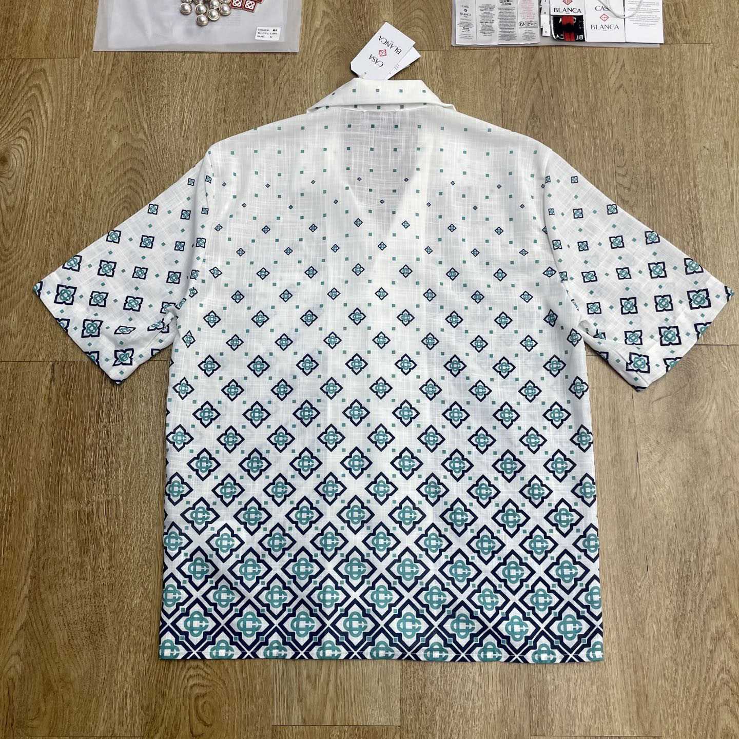 Casablanca Gradient Monogram Short Sleeve Silk Shirt  CA3537 - DesignerGu