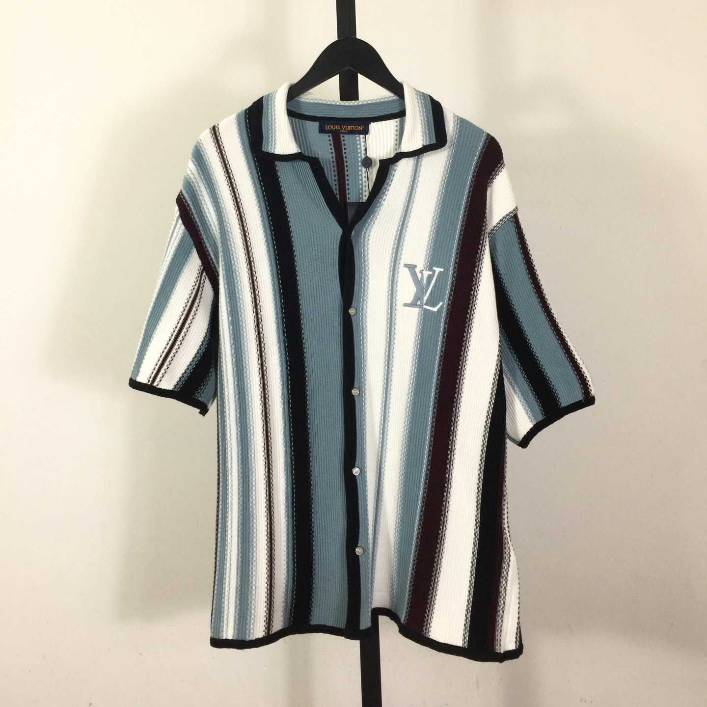 Louis Vuitton Striped Crochet Short-Sleeved Shirt   1AHVOO - DesignerGu