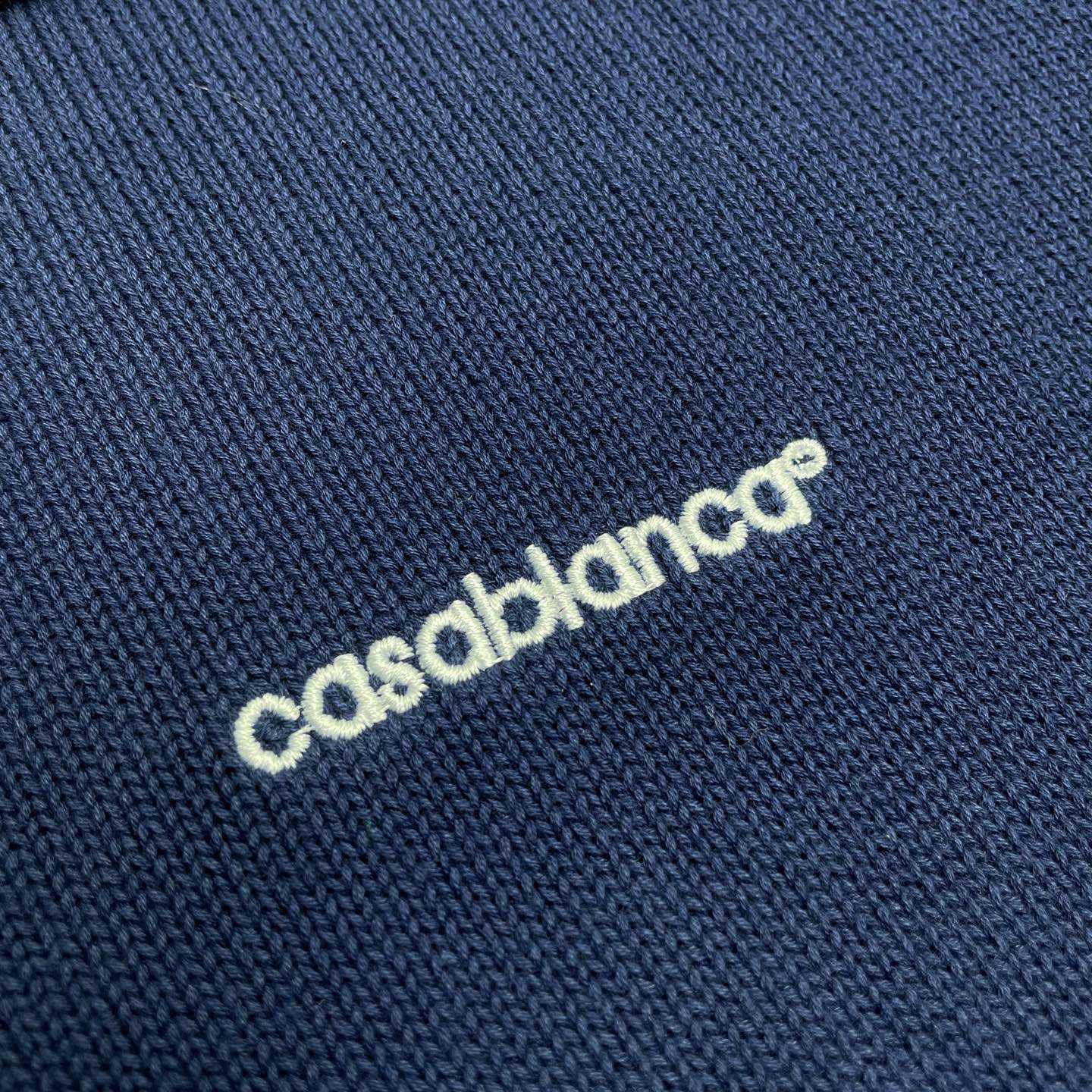 Casablanca Merino Wool T-shirt With Striped Collar In Blue   D0089 - DesignerGu