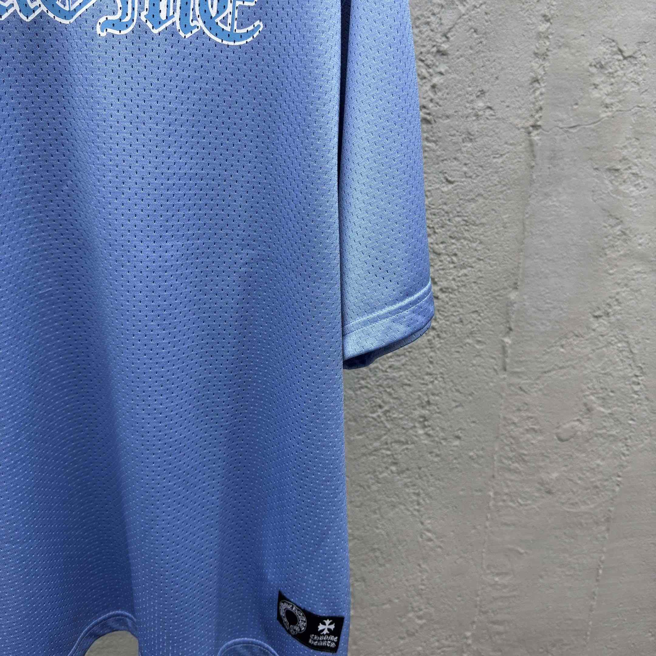 Chrome Hearts Stadium Mesh Short Sleeve Jersey Blue - DesignerGu